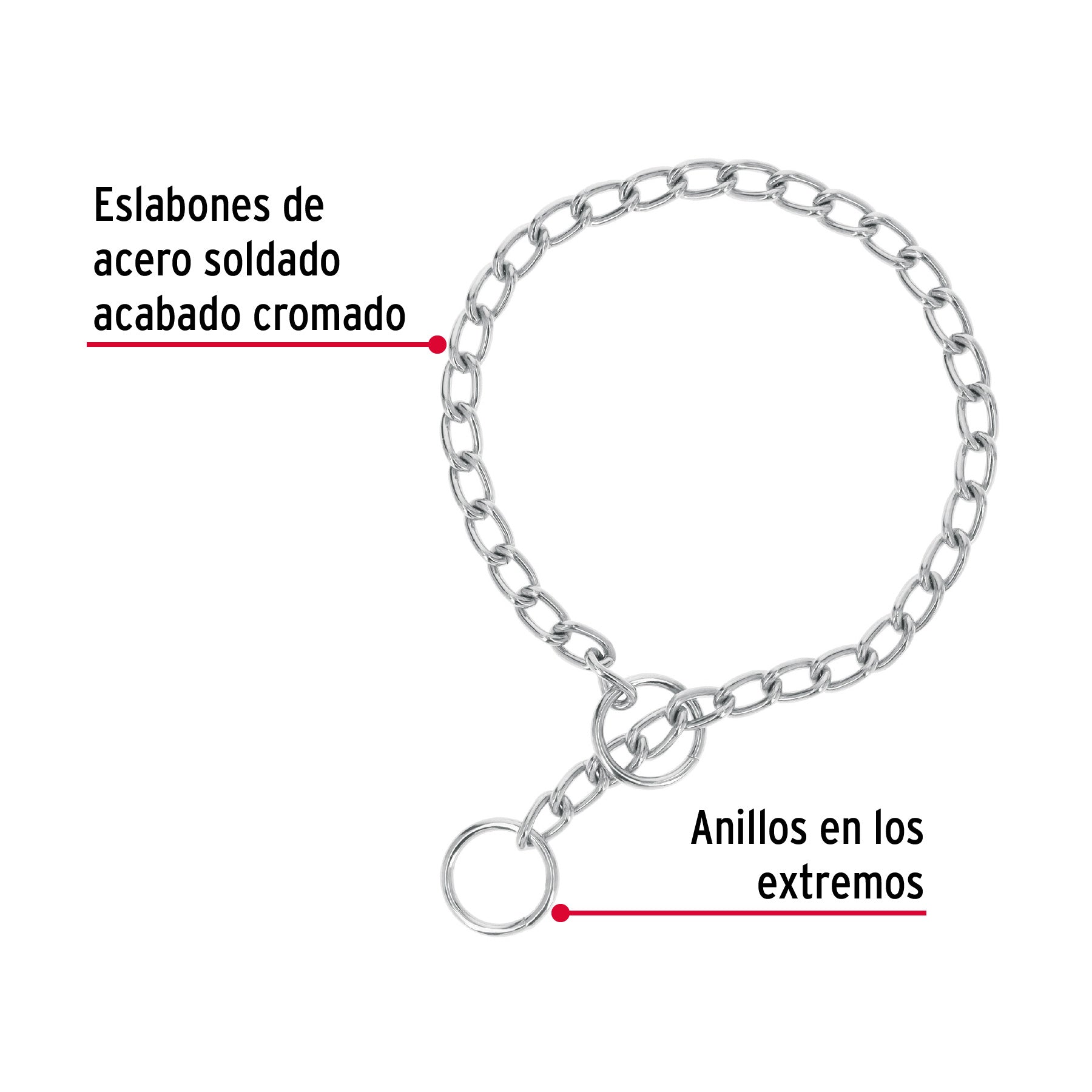 Collar de entrenamiento para perro, 50 cm, eslabón de 3 mm