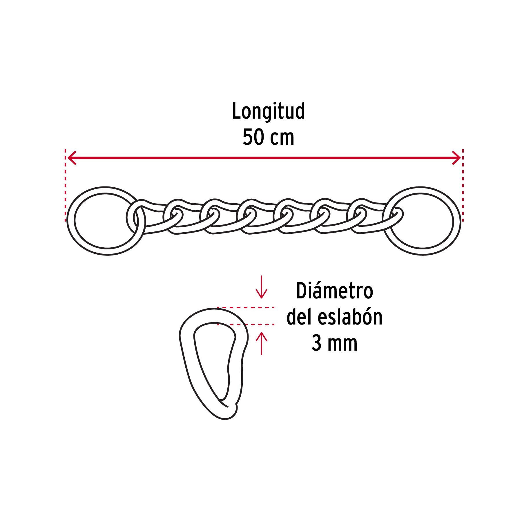 Collar de entrenamiento para perro, 50 cm, eslabón de 3 mm