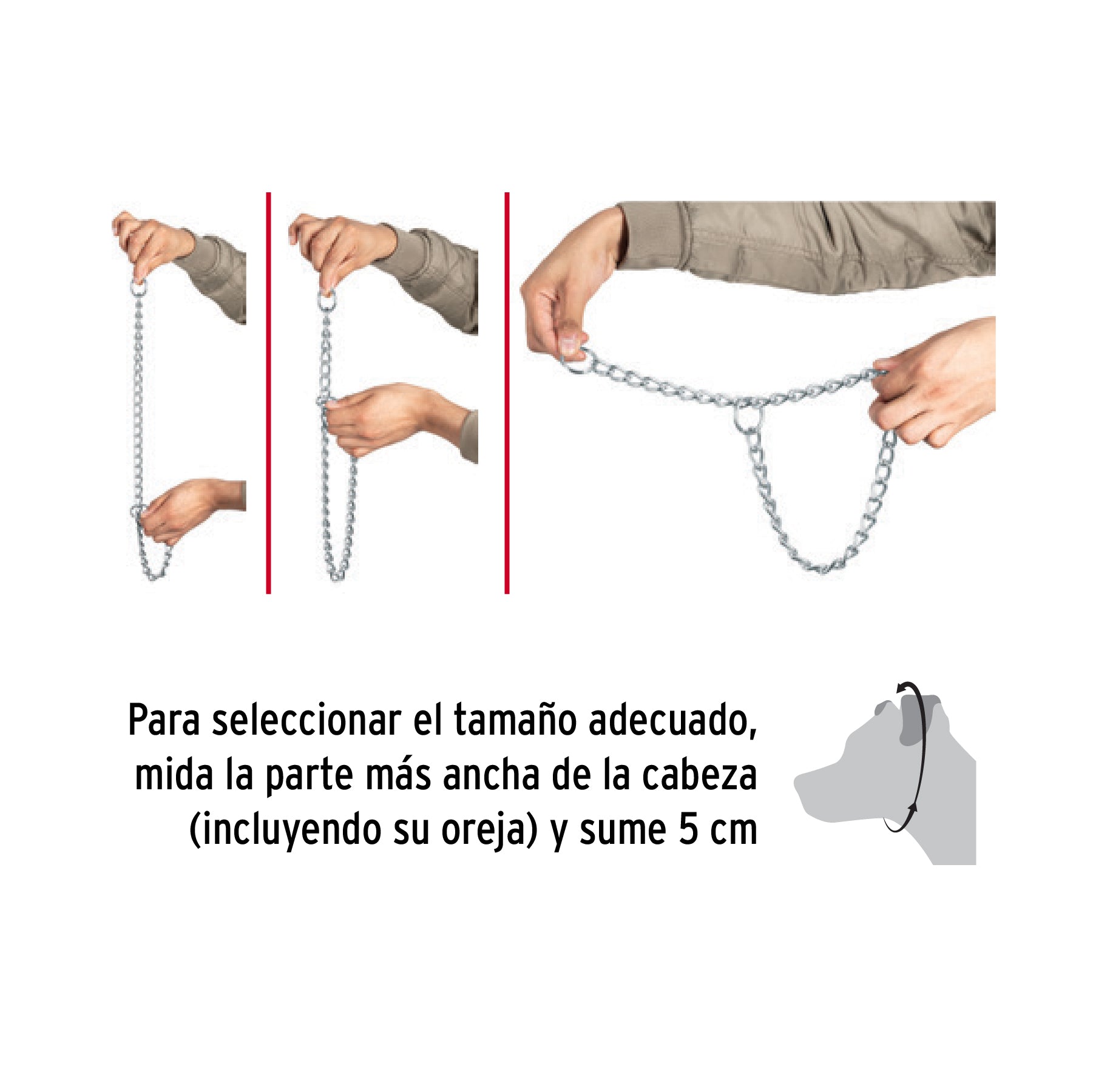 Collar de entrenamiento para perro, 55 cm, eslabón 3.5 mm