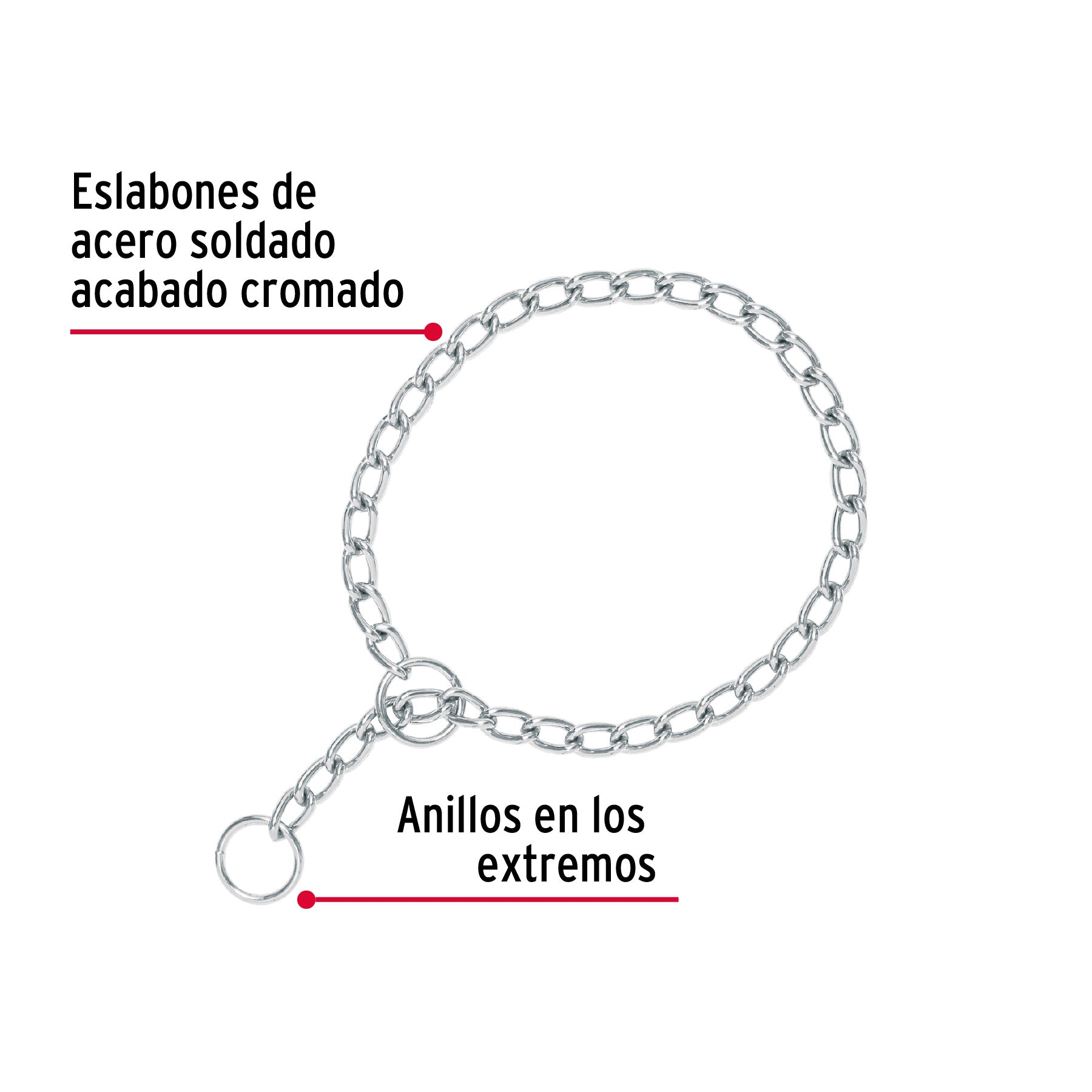 Collar de entrenamiento para perro, 60 cm, eslabón de 4 mm