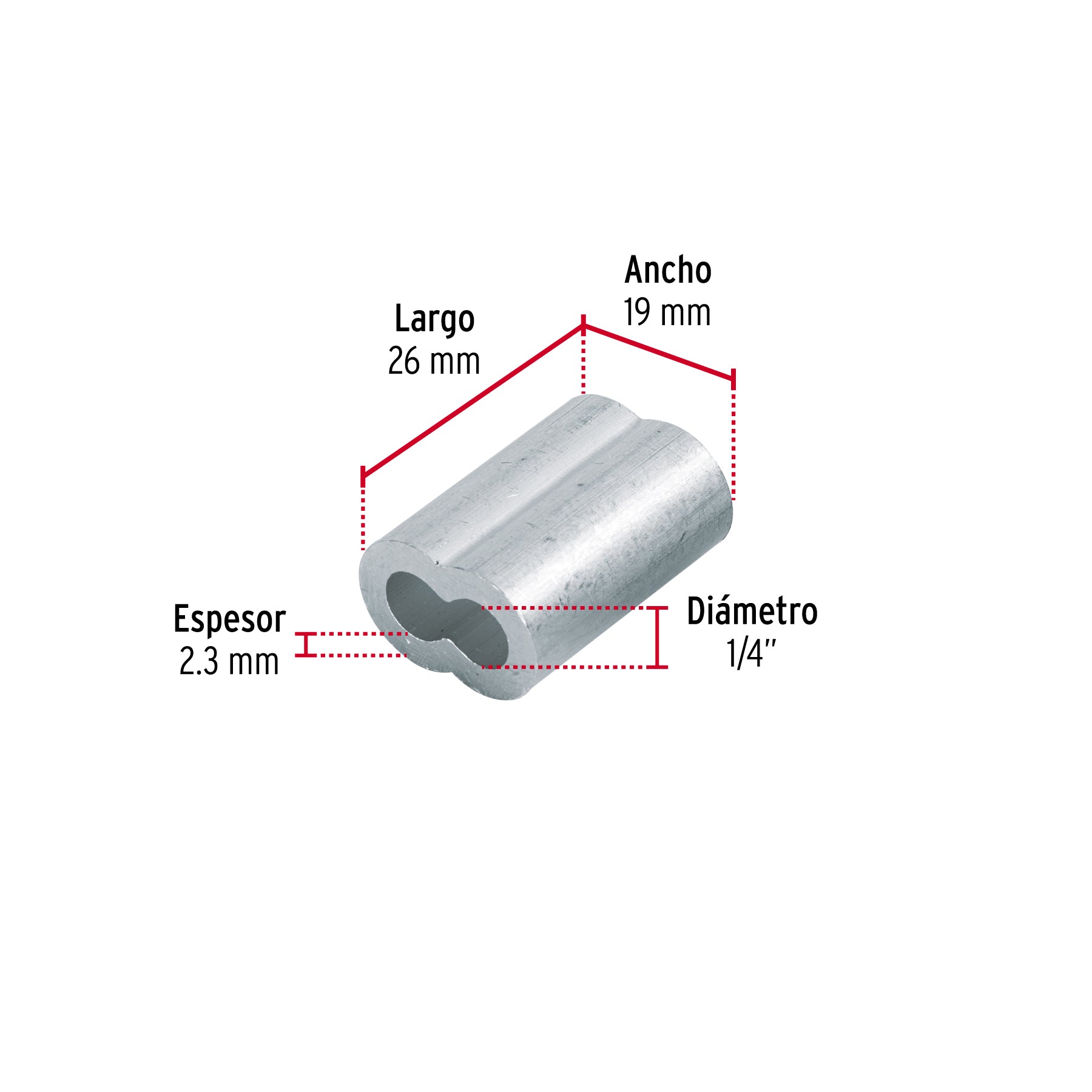 Bolsa con 50 casquillos dobles de aluminio, 1/4", FIERO