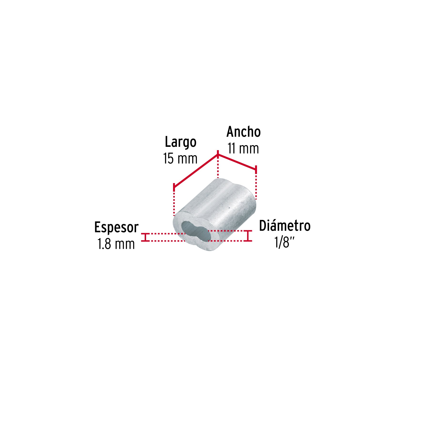 Bolsa con 50 casquillos dobles de aluminio, 1/8", FIERO