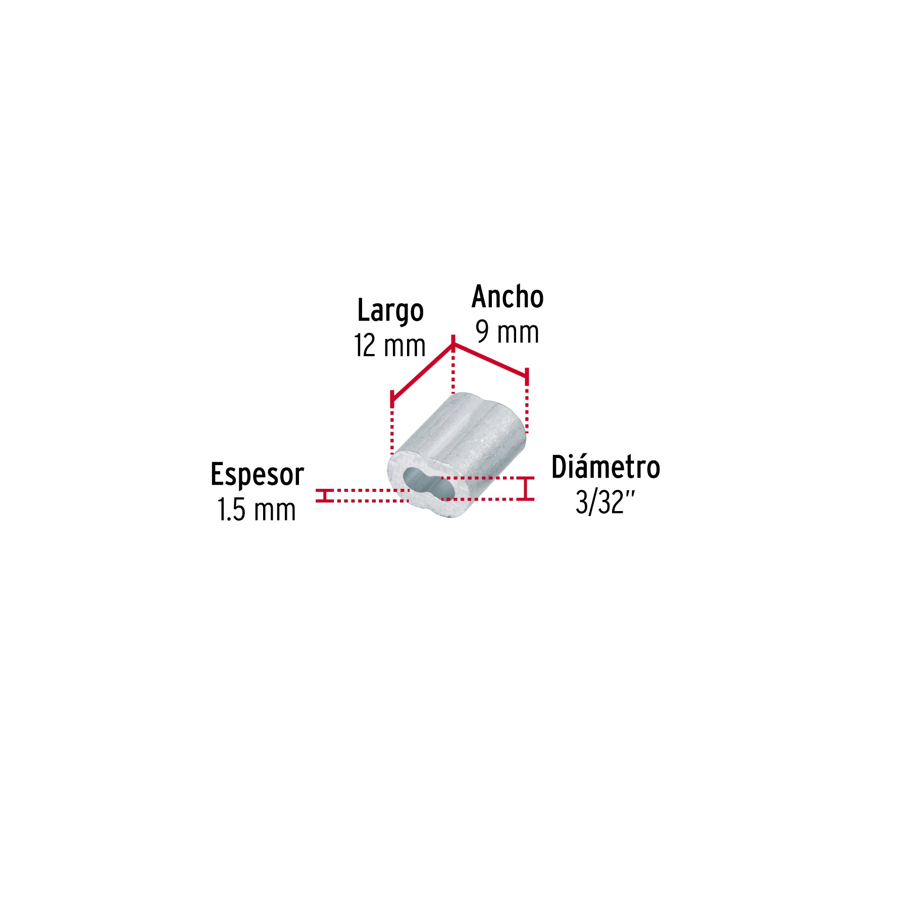 Bolsa con 50 casquillos dobles de aluminio, 3/32", FIERO