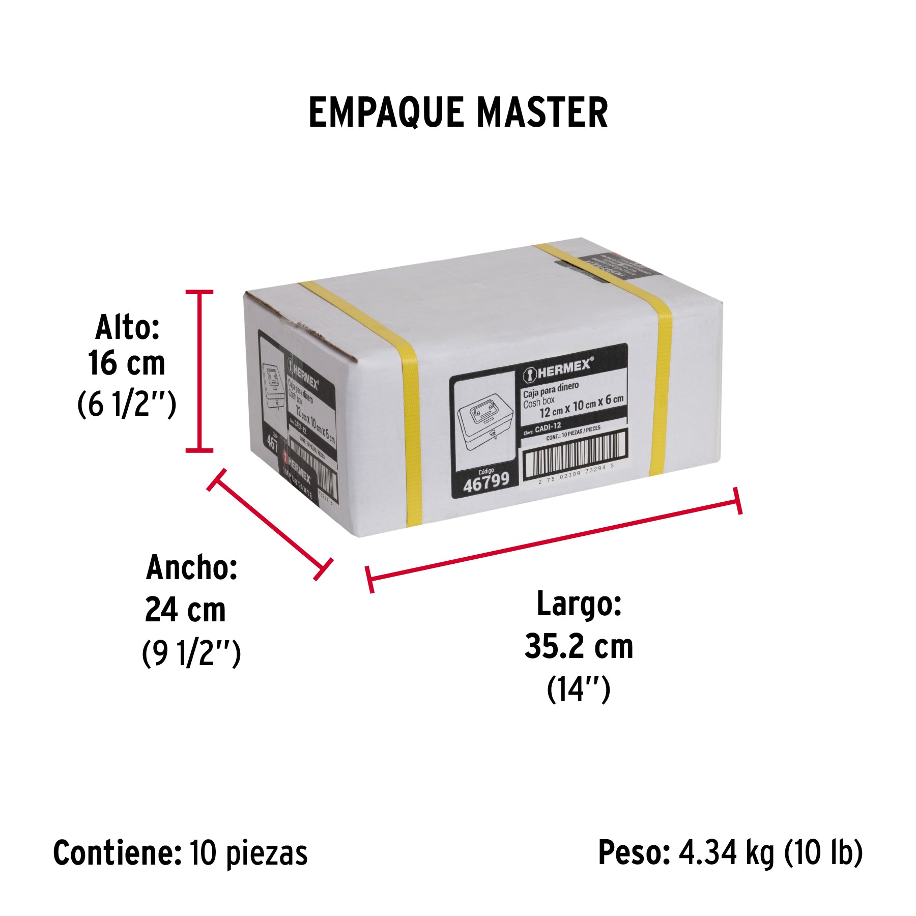 Caja para dinero, 12 cm, HERMEX - Empaque