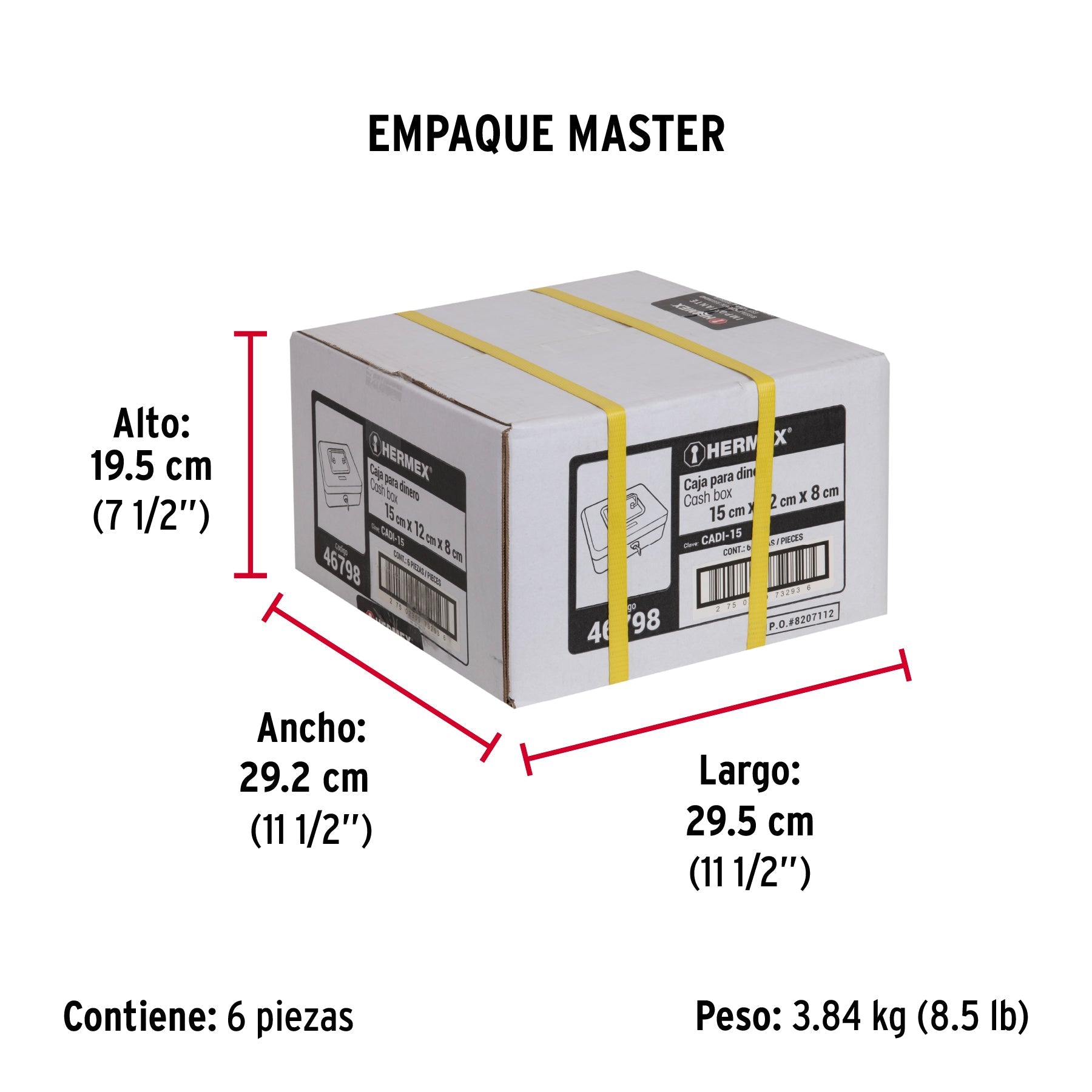 Caja para dinero, 15 cm, HERMEX - Empaque
