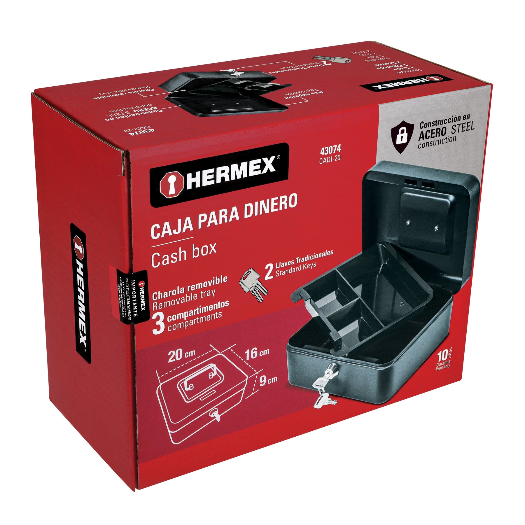 Caja para dinero, 20 cm, HERMEX
