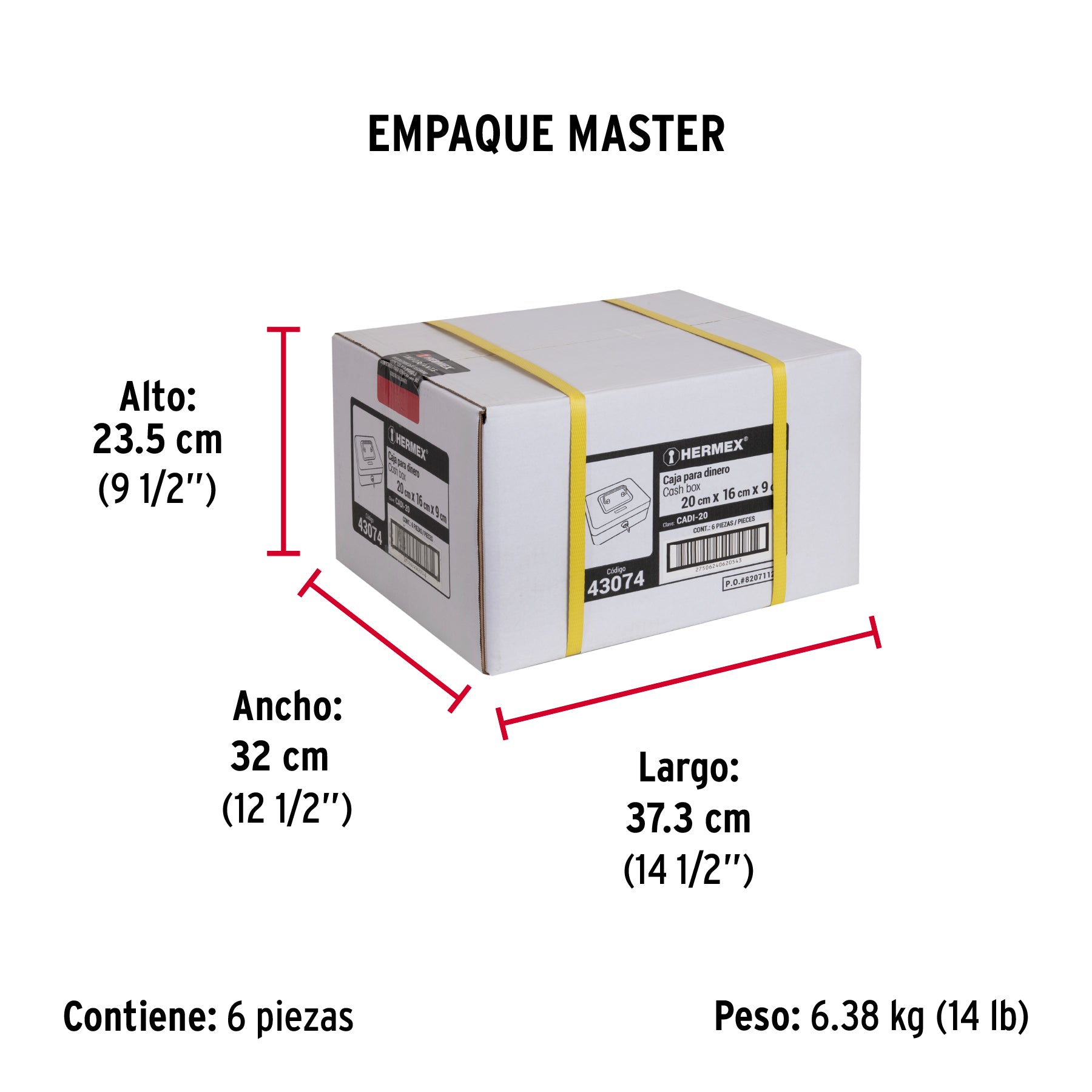 Caja para dinero, 20 cm, HERMEX - Empaque