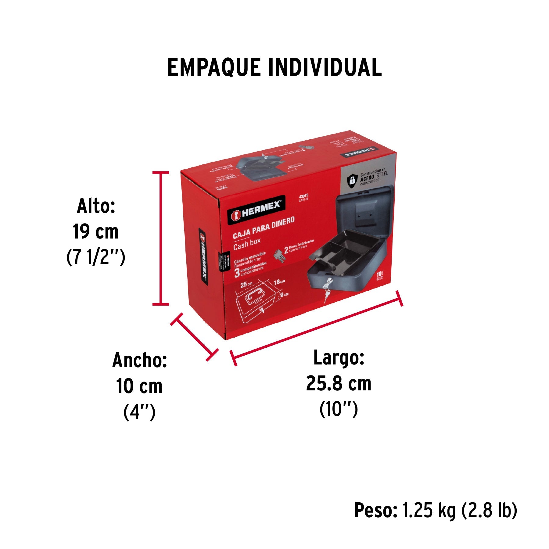 Caja para dinero, 25 cm, HERMEX - Empaque