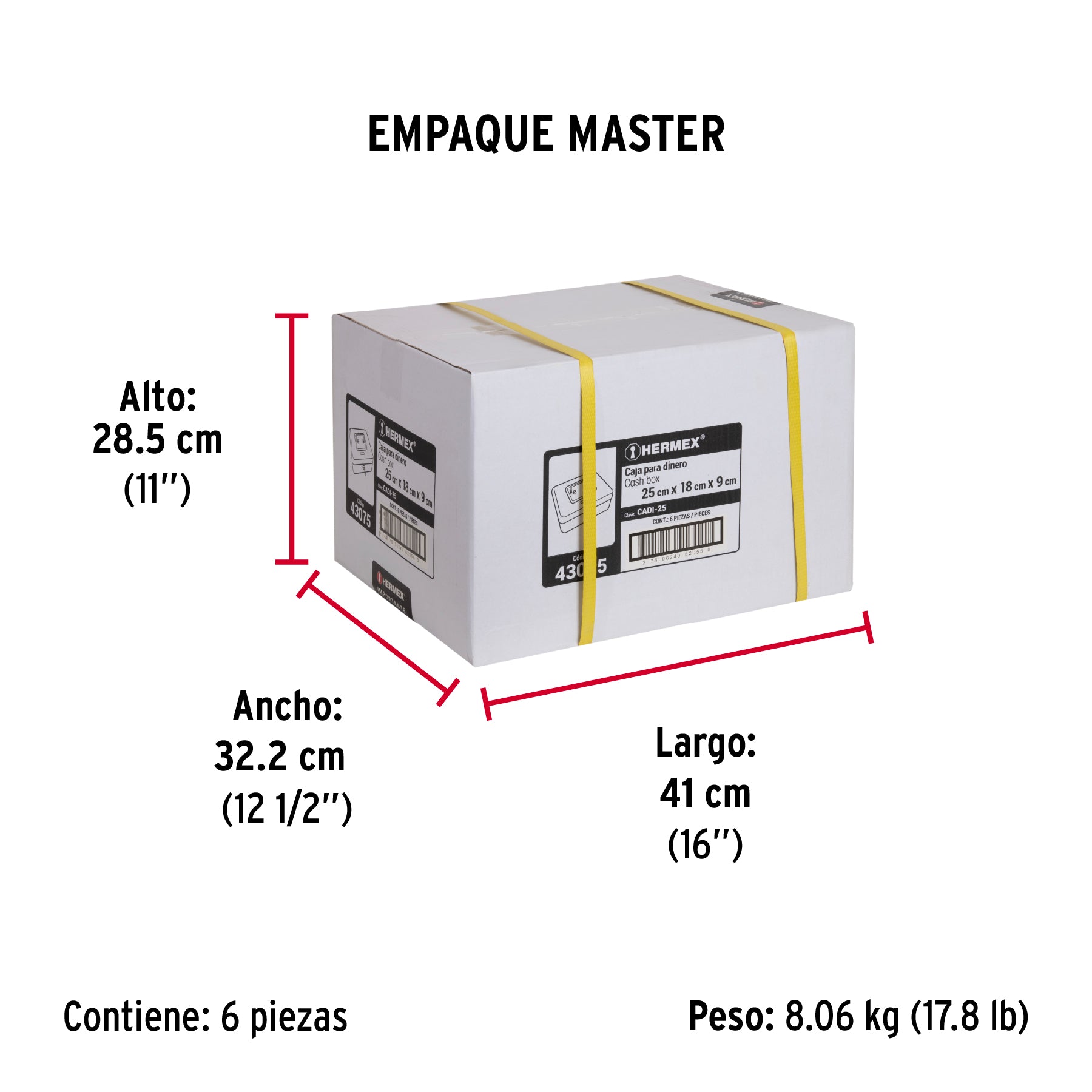Caja para dinero, 25 cm, HERMEX - Empaque