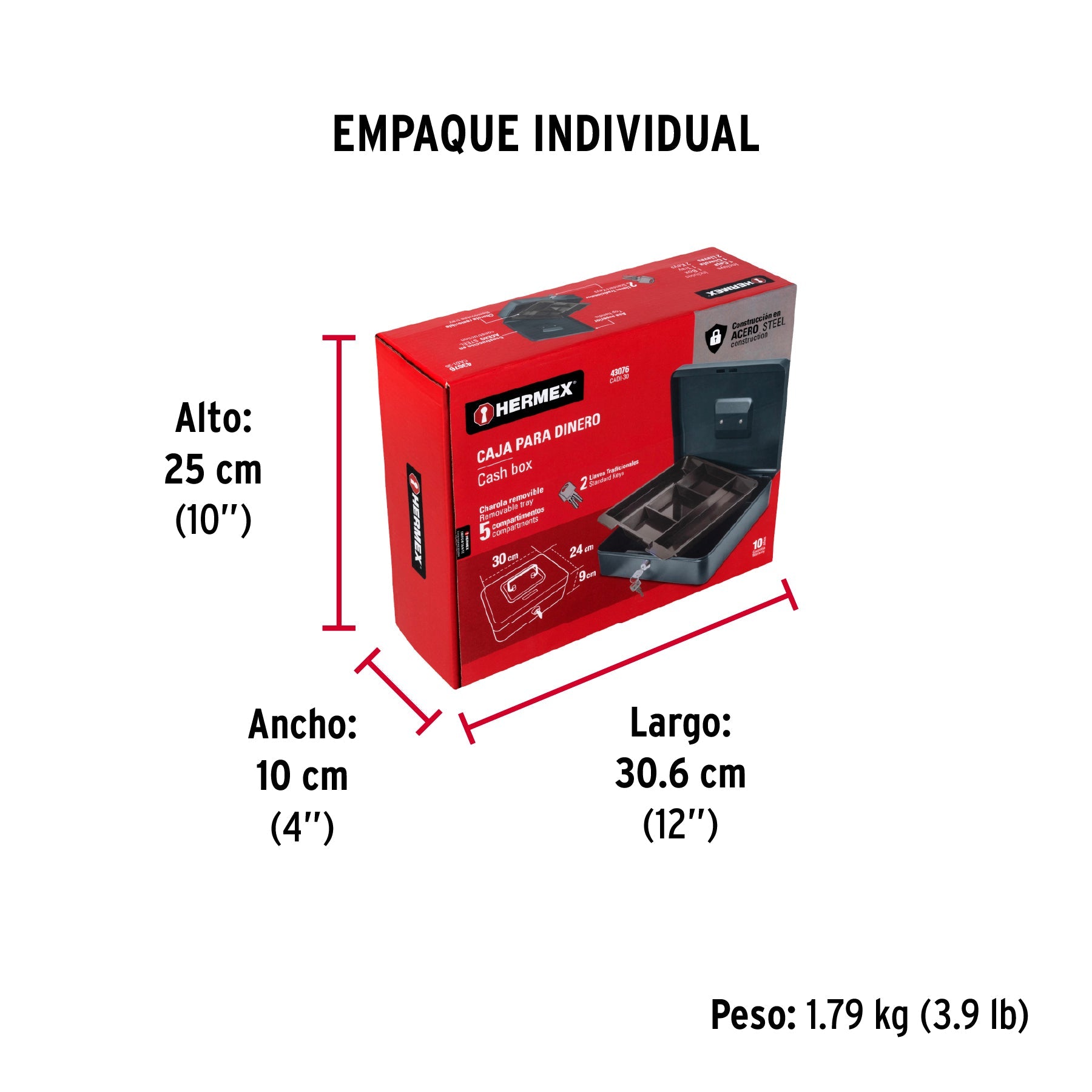 Caja para dinero, 30 cm, HERMEX - Empaque