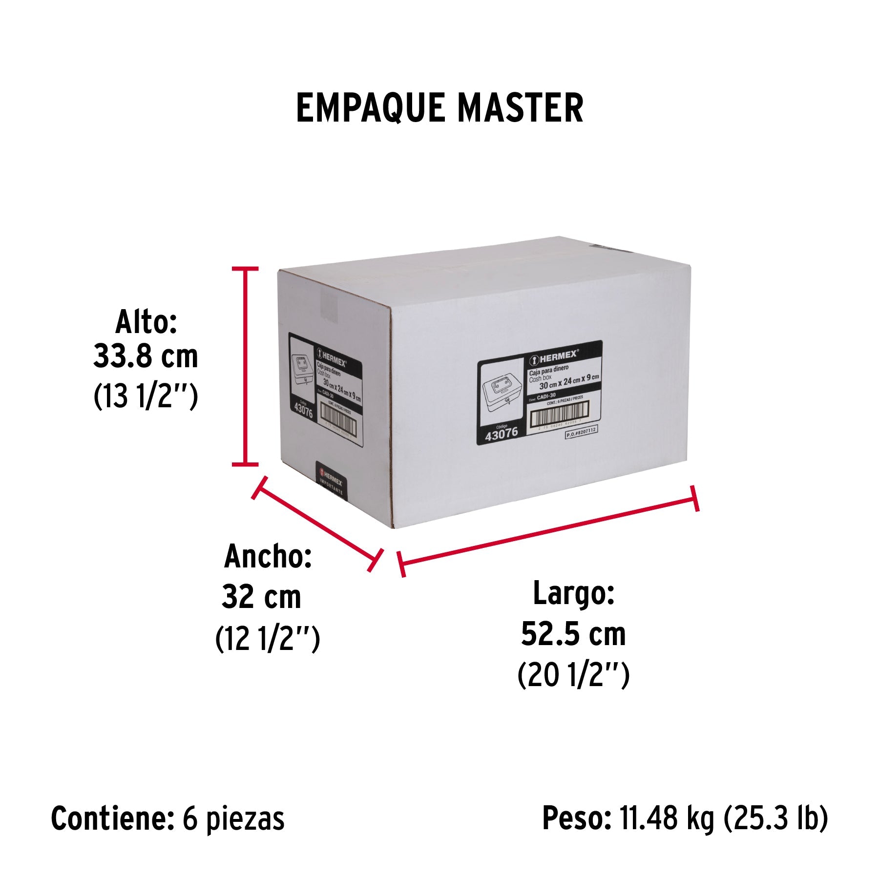 Caja para dinero, 30 cm, HERMEX - Empaque