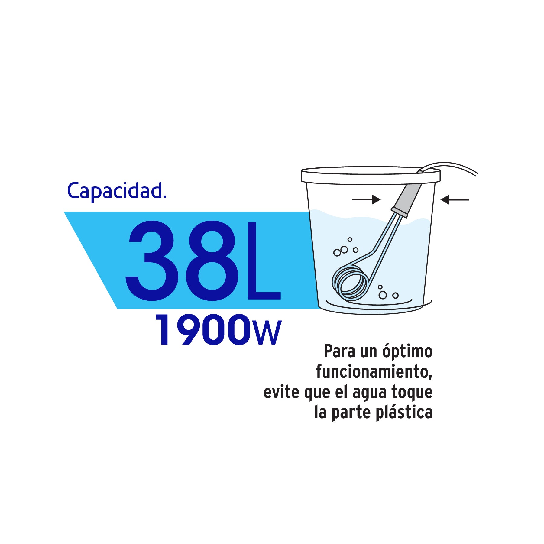 Calentador de inmersión para agua #10 (38 L), 1900W, VOLTECK