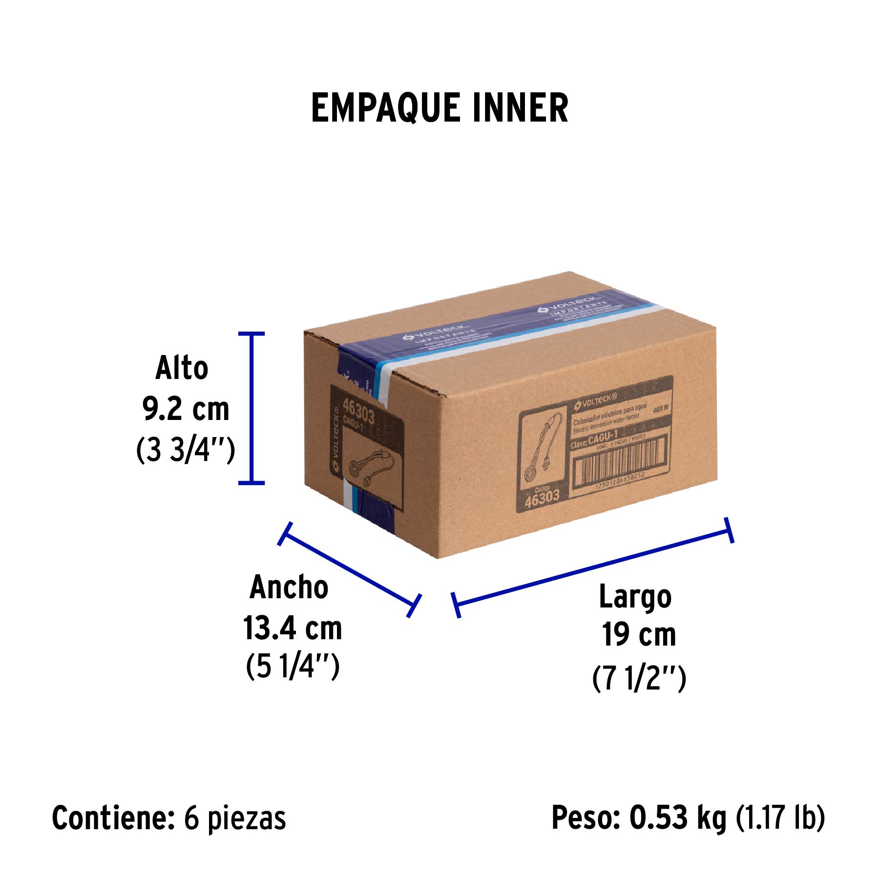 Calentador de inmersión para agua #1 (8 L), 400 W, VOLTECK - Empaque