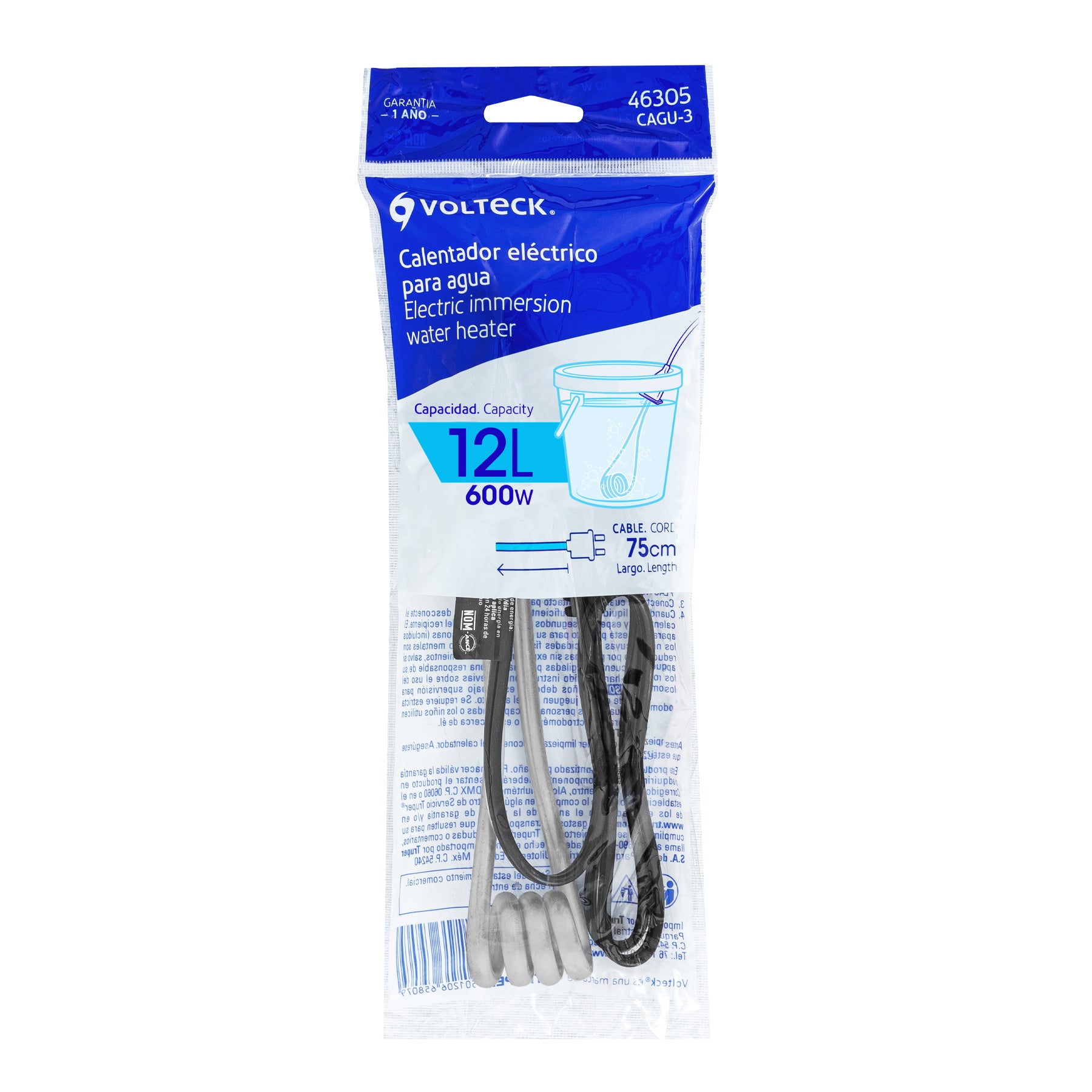 Calentador de inmersión para agua #3 (12 L), 600 W, VOLTECK