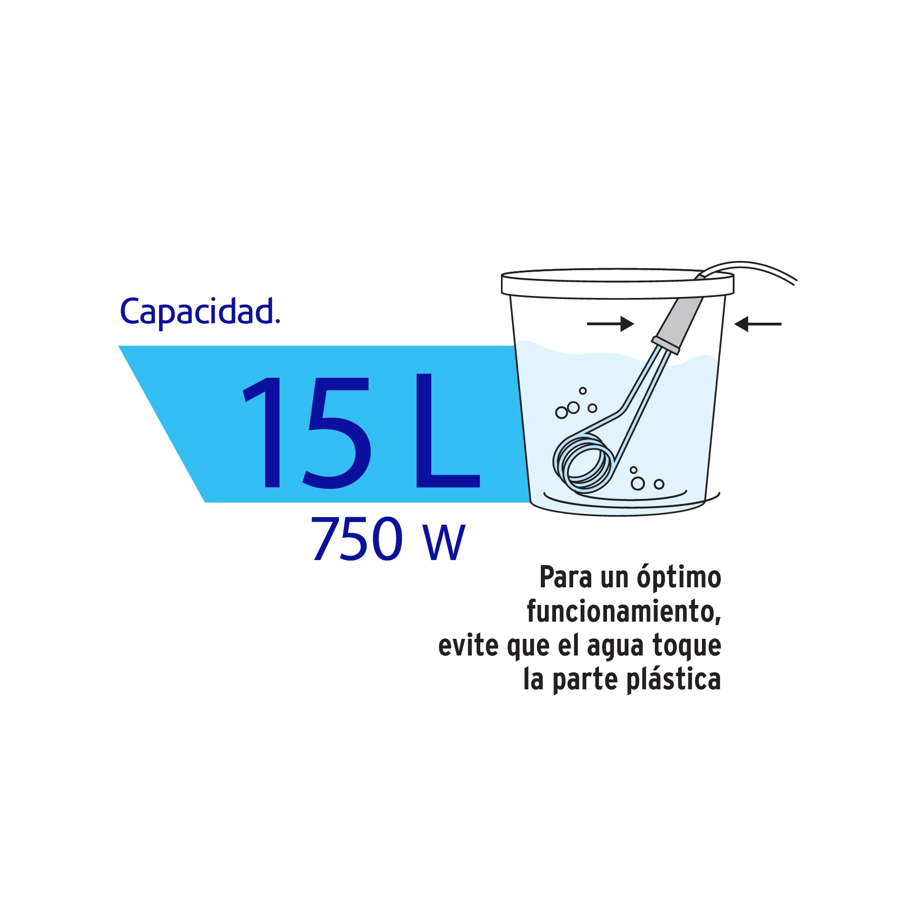 Calentador de inmersión para agua #4 (15 L), 750 W, VOLTECK