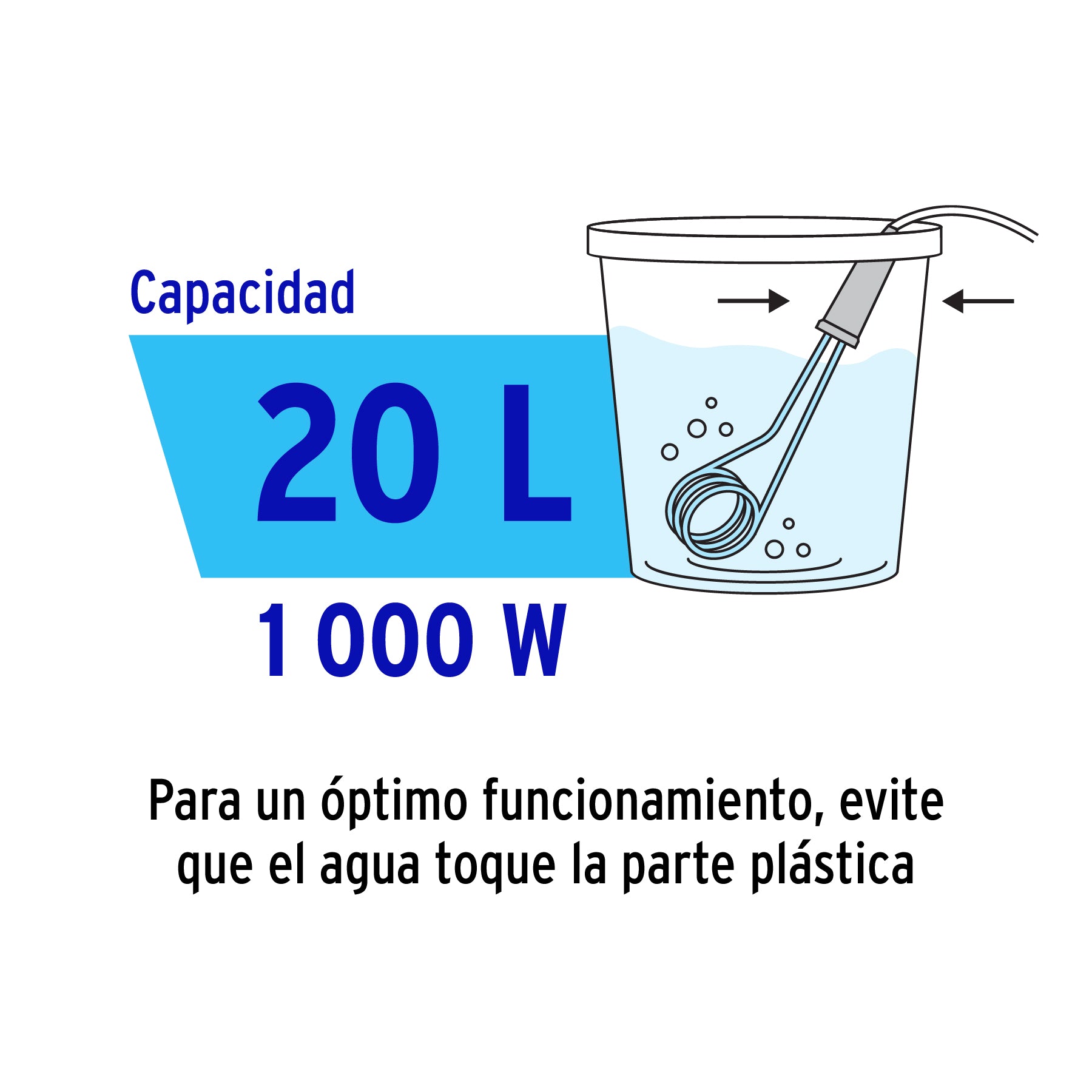 Calentador de inmersión para agua #5.5 (20L), 1000W, VOLTECK