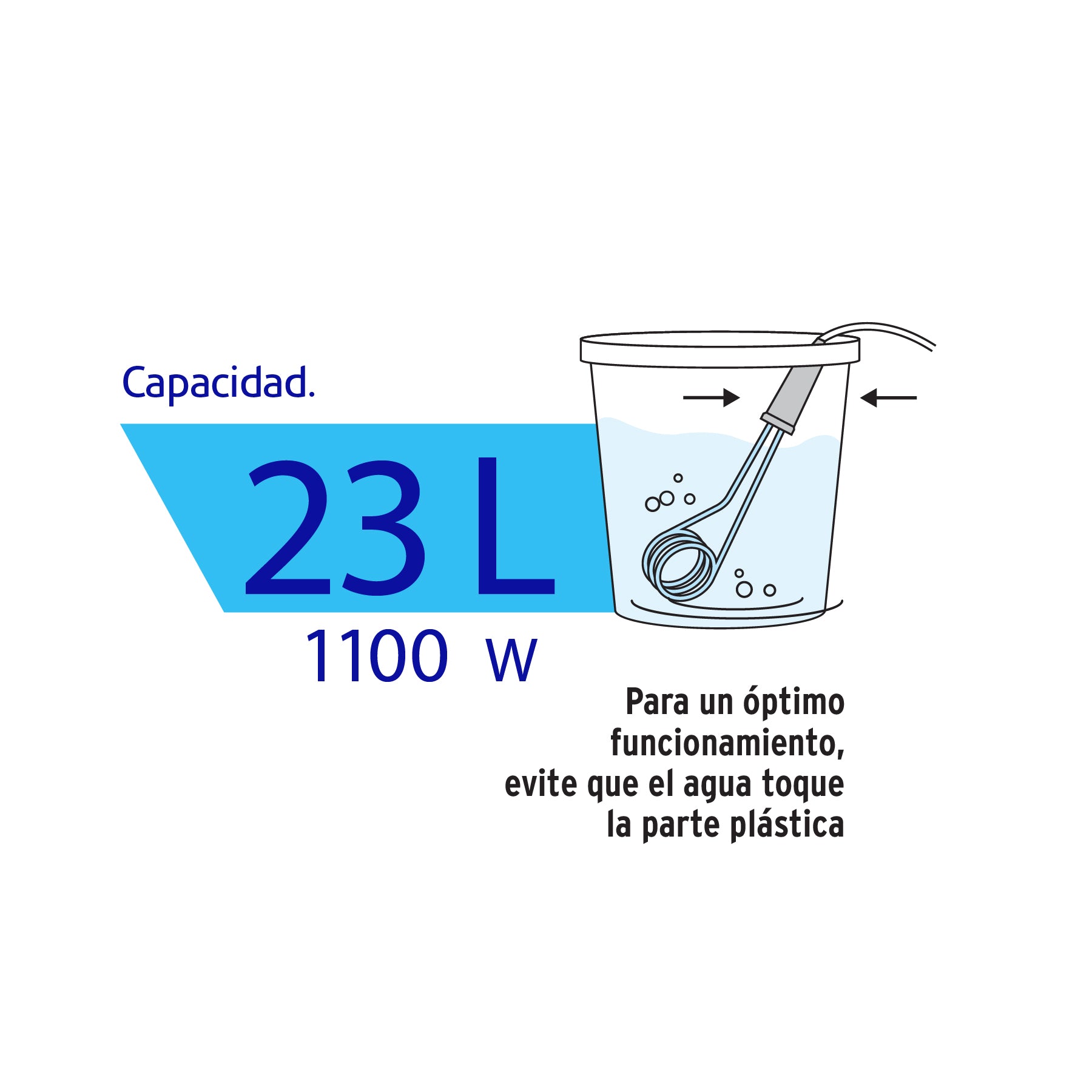 Calentador de inmersión para agua #6 (23 L), 1100 W, VOLTECK