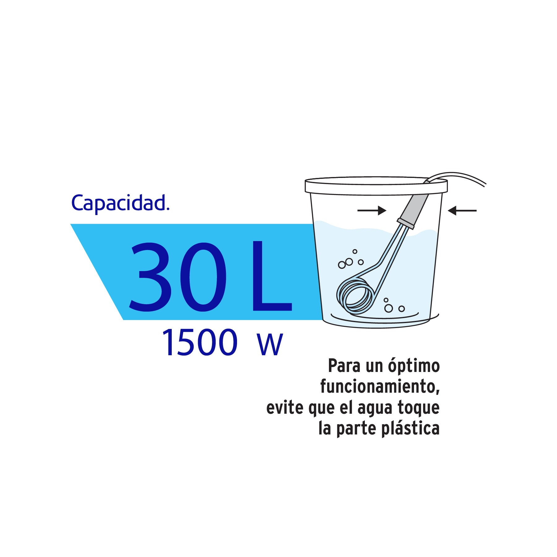 Calentador de inmersión para agua #8 (30 L), 1500 W, VOLTECK