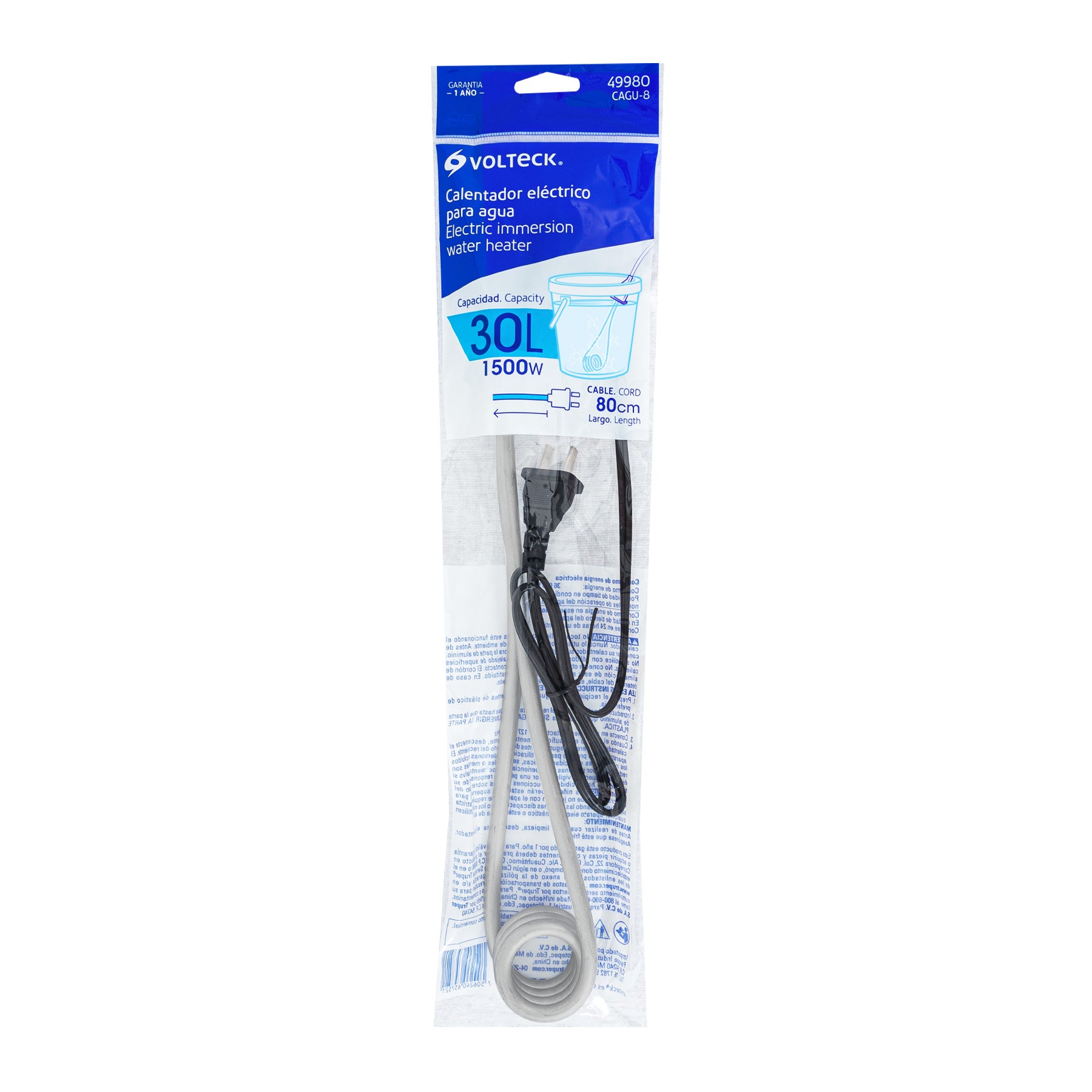 Calentador de inmersión para agua #8 (30 L), 1500 W, VOLTECK