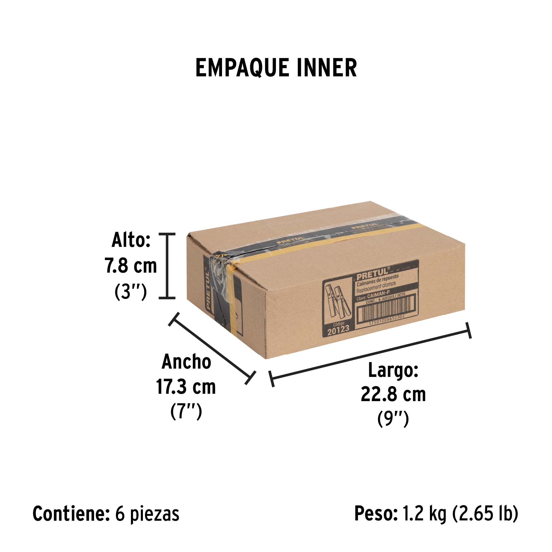 Caballete con 2 caimanes para cables pasa corriente, PRETUL - Empaque