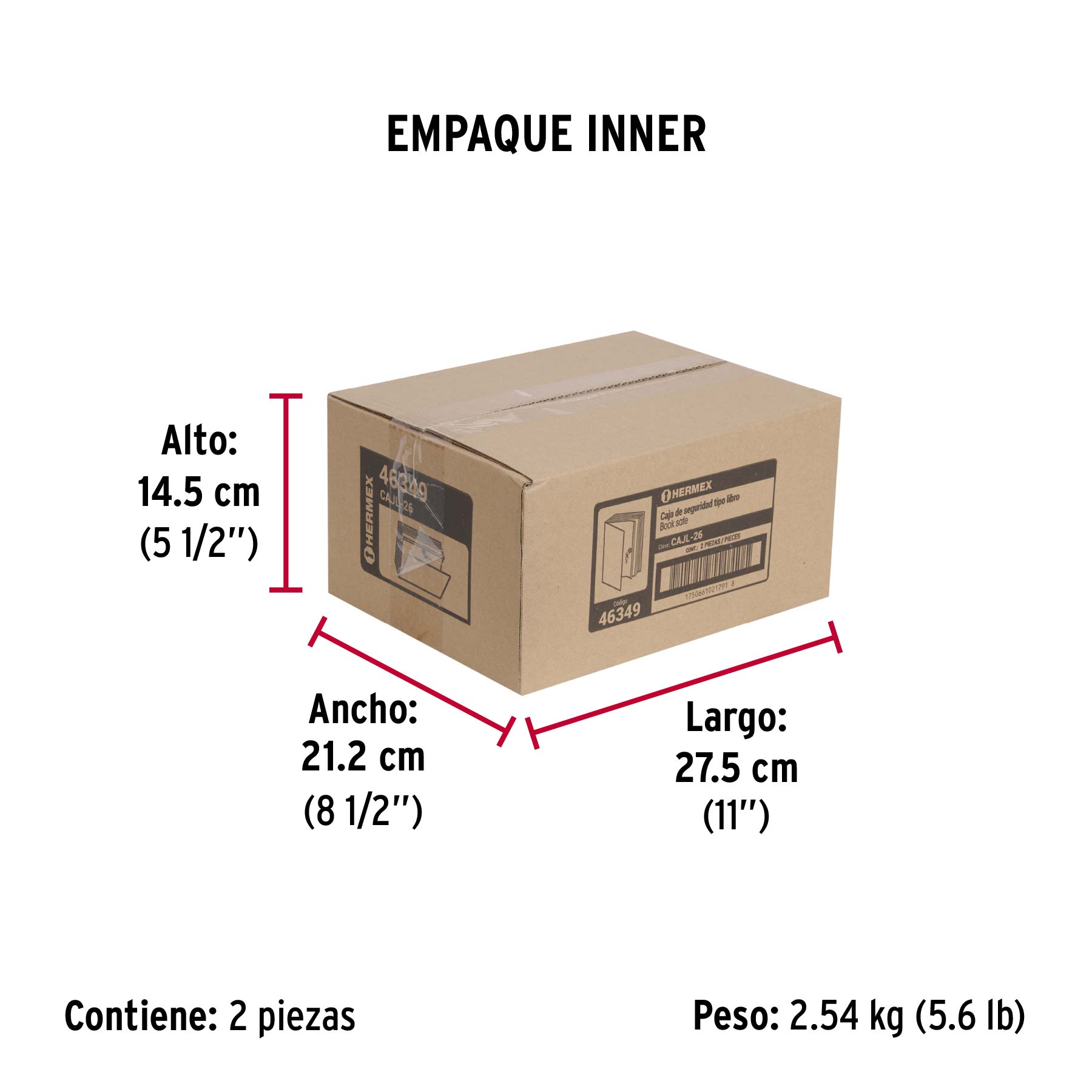 Caja de Seguridad tipo libro, 26 cm, HERMEX - Empaque