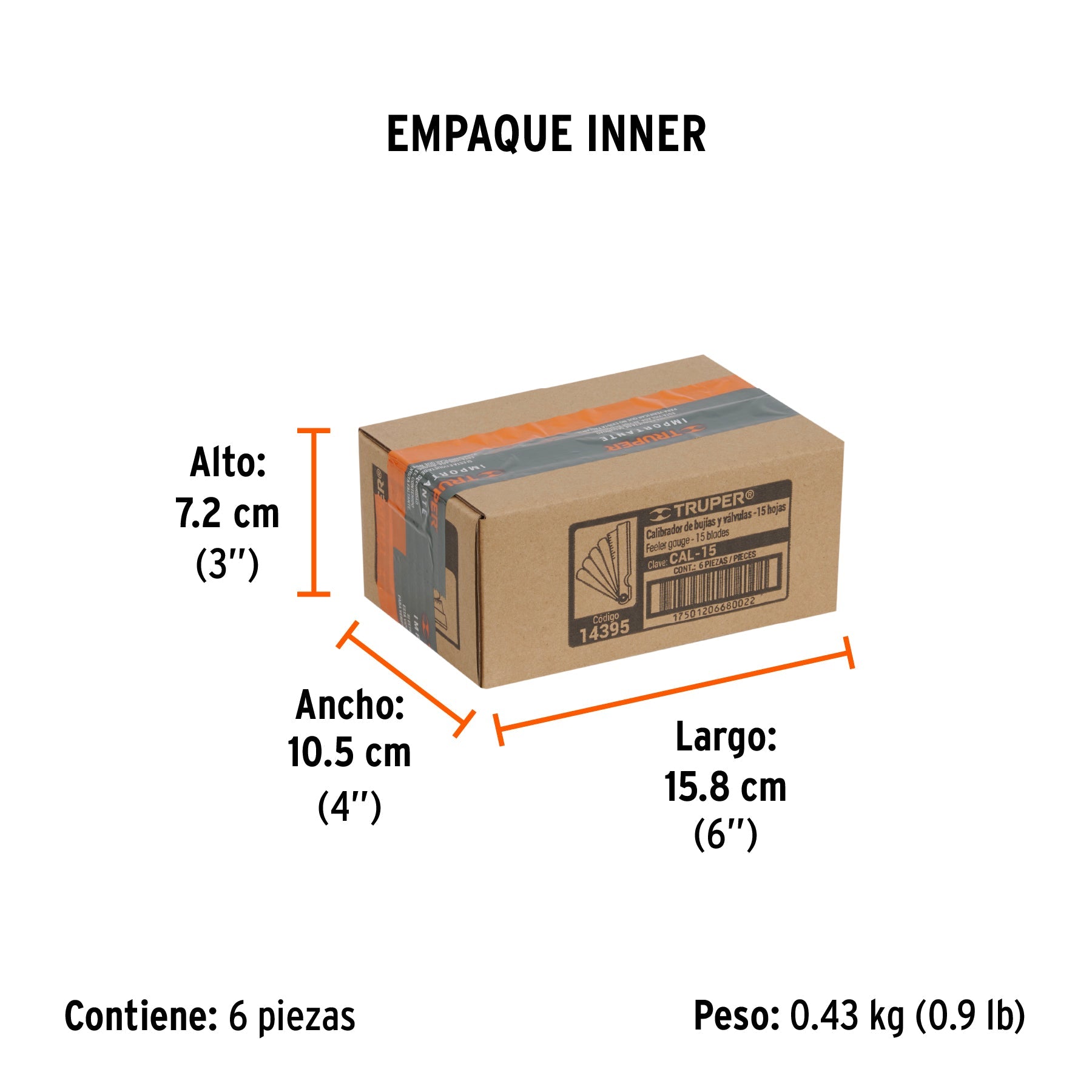 Calibrador de 15 hojas std / mm, TRUPER - Empaque