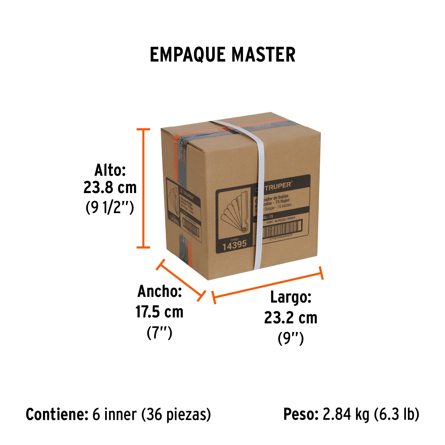 Calibrador de 15 hojas std / mm, TRUPER - Empaque