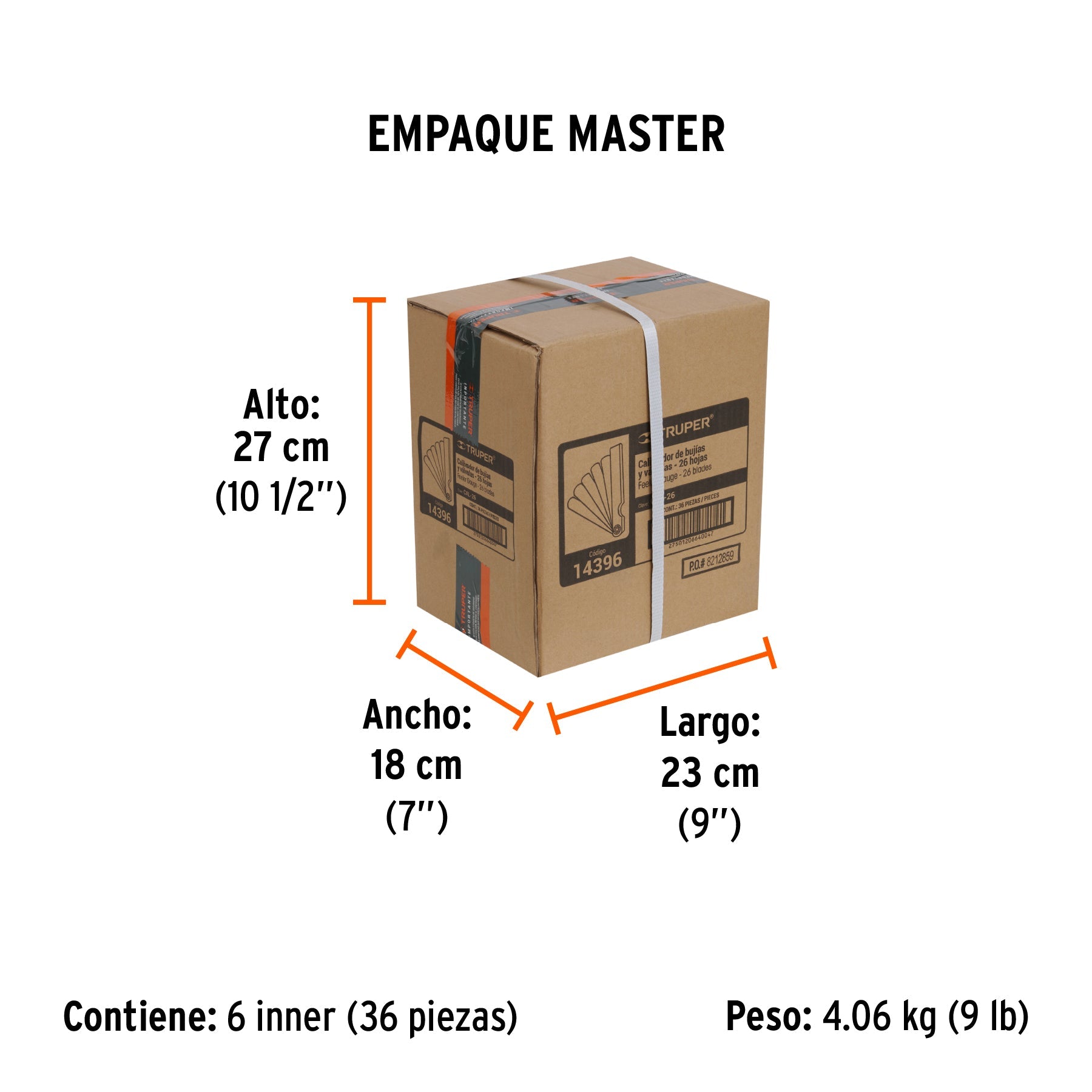 Calibrador de 26 hojas std / mm, TRUPER - Empaque