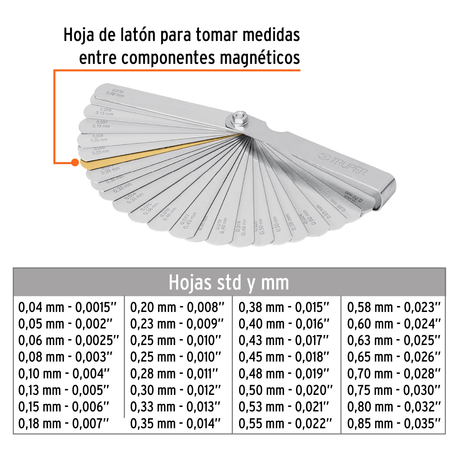 Calibrador de 32 hojas std / mm, TRUPER
