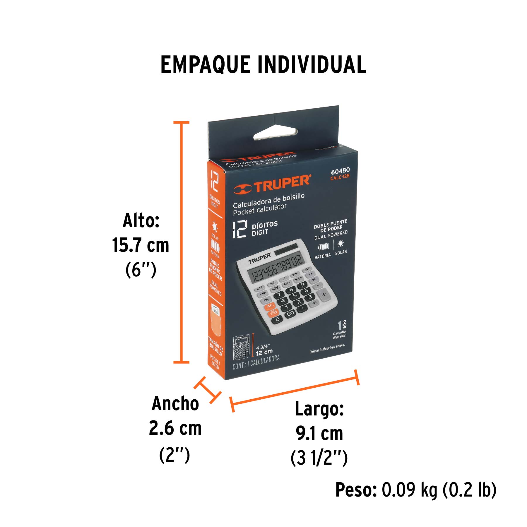 Calculadora de bolsillo, TRUPER - Empaque