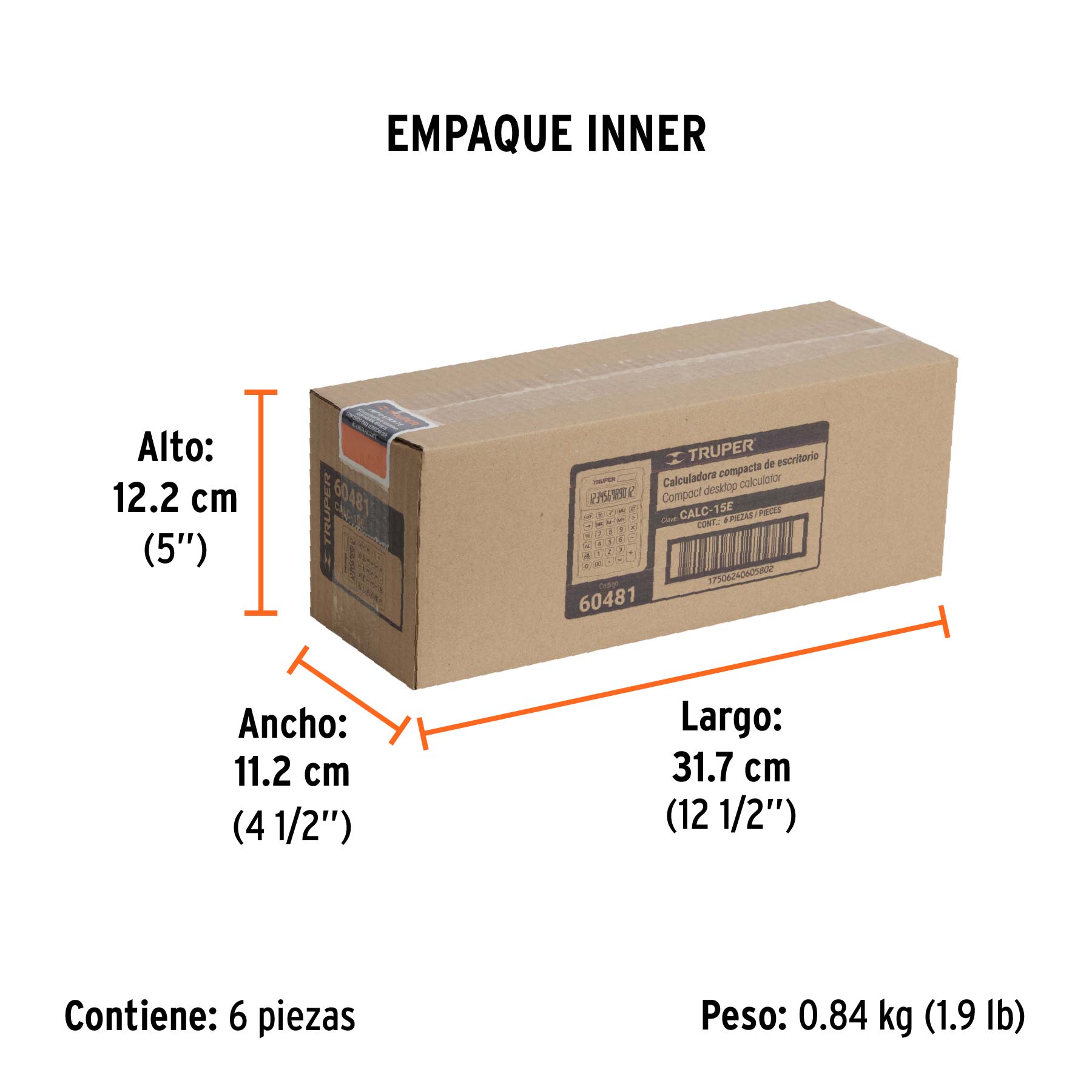 Calculadora de escritorio 15 cm, TRUPER - Empaque
