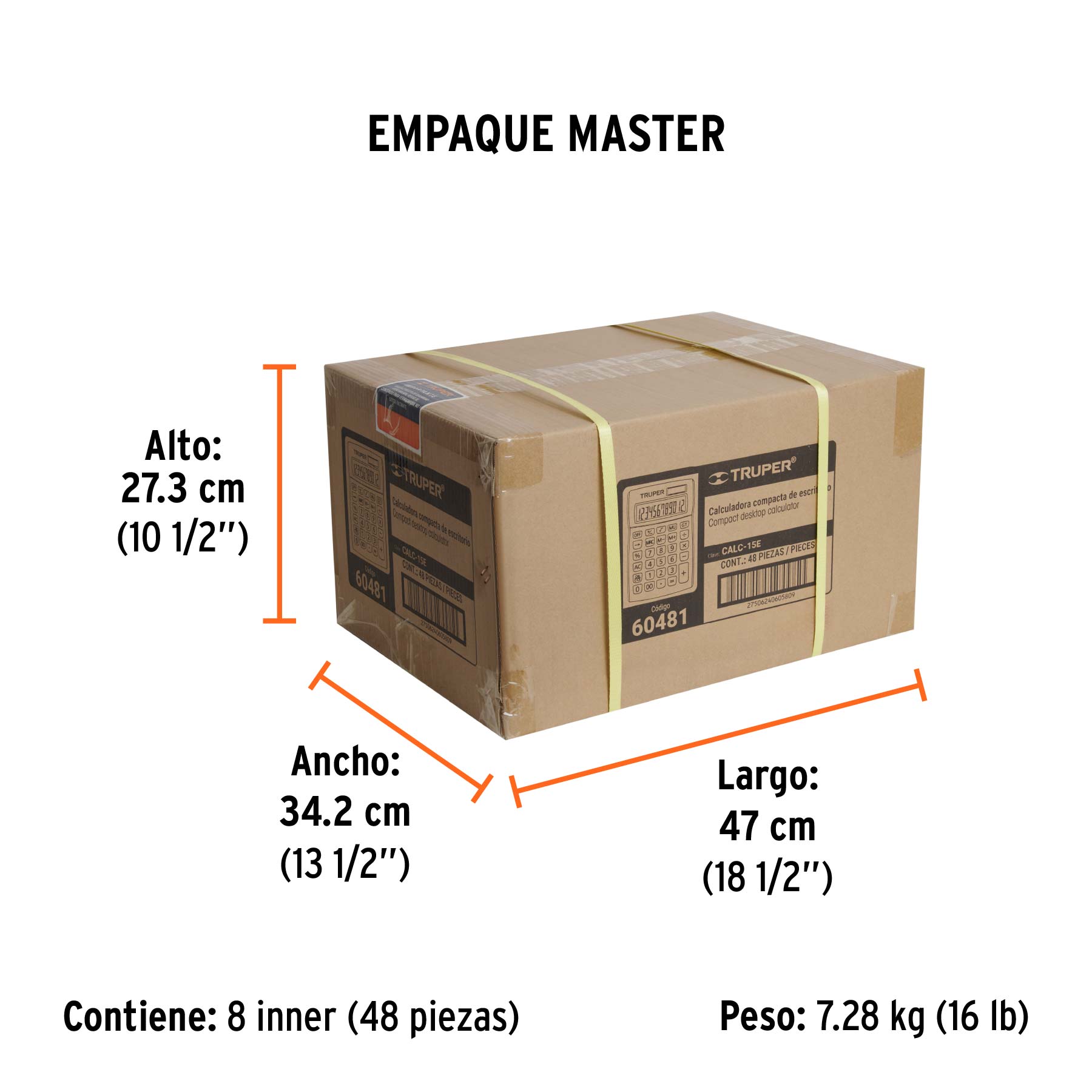 Calculadora de escritorio 15 cm, TRUPER - Empaque