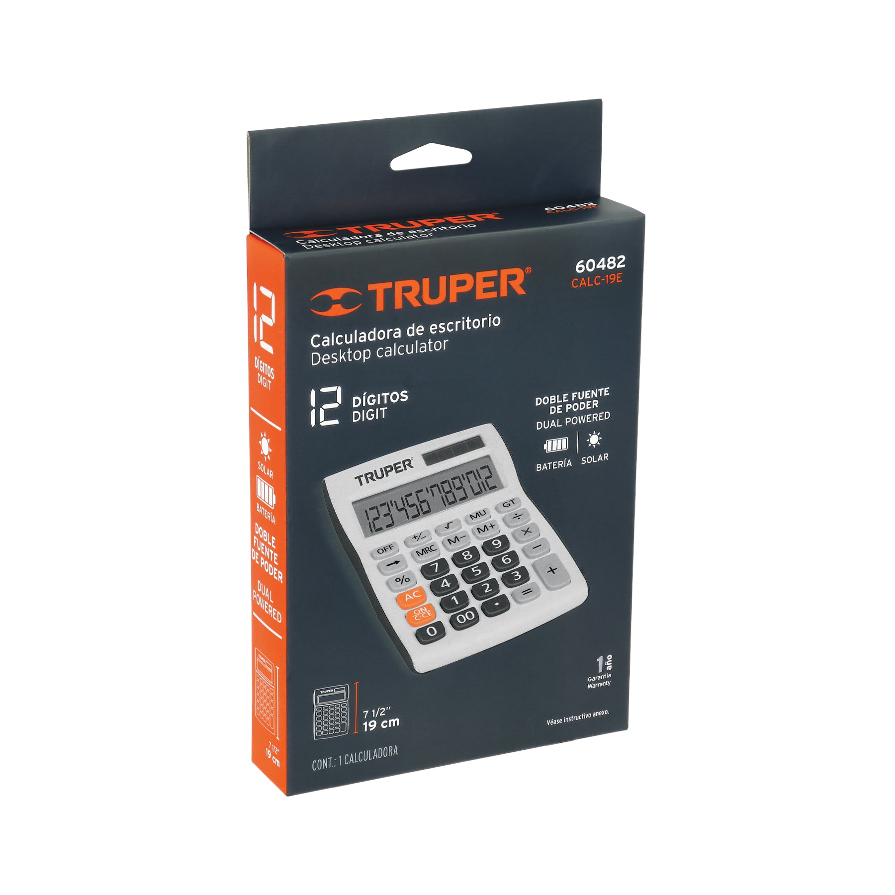 Calculadora de escritorio 19 cm, TRUPER
