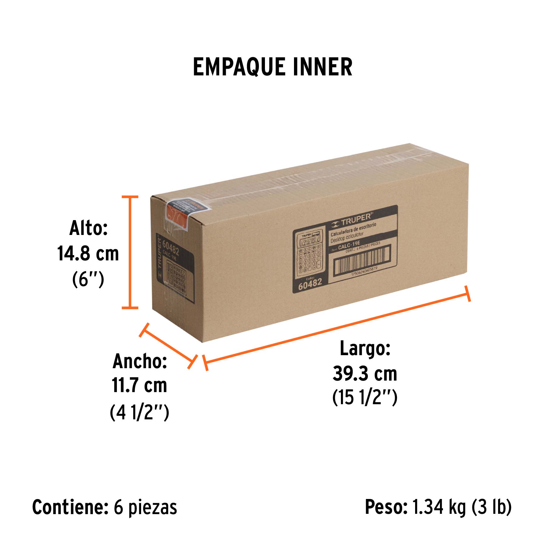 Calculadora de escritorio 19 cm, TRUPER - Empaque