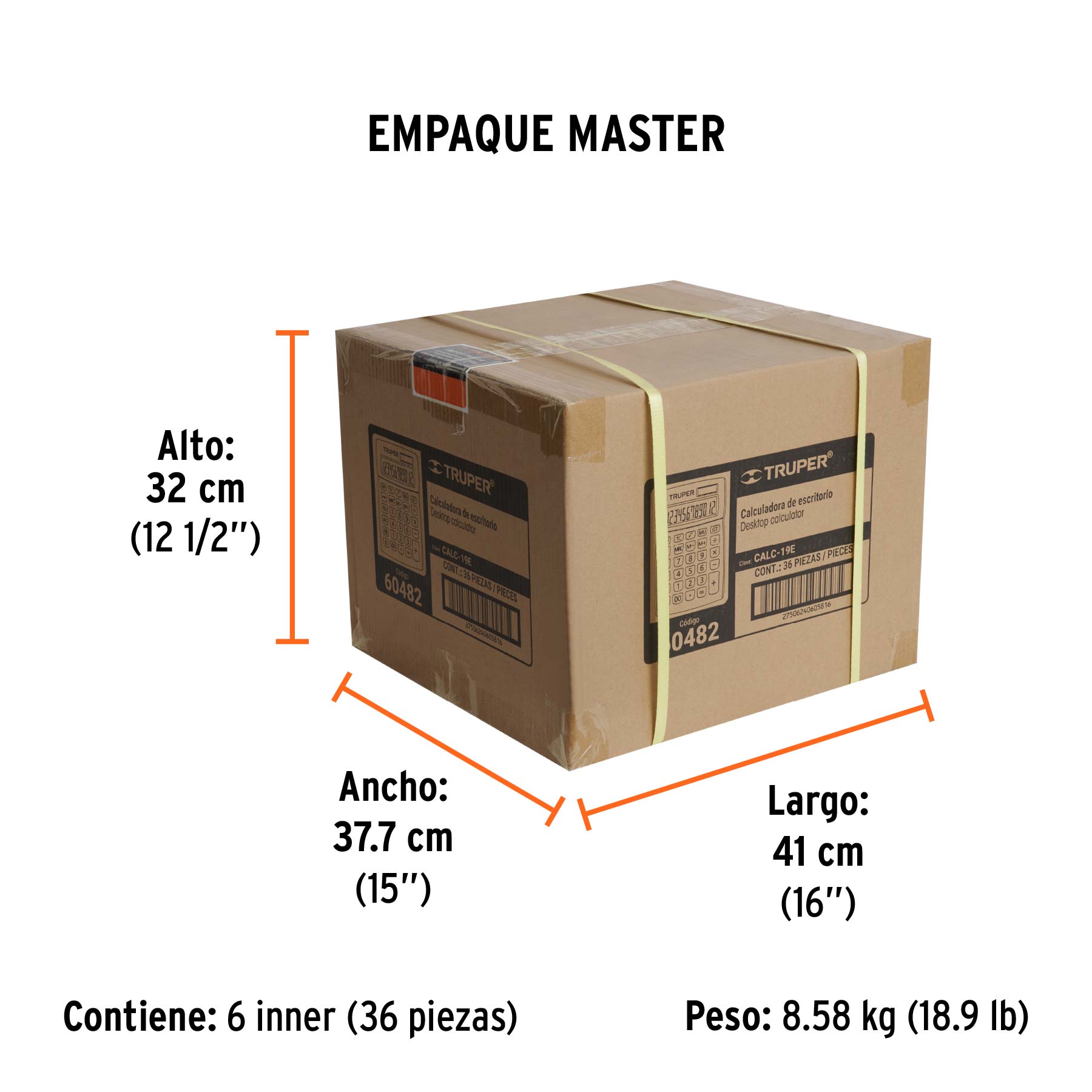 Calculadora de escritorio 19 cm, TRUPER - Empaque