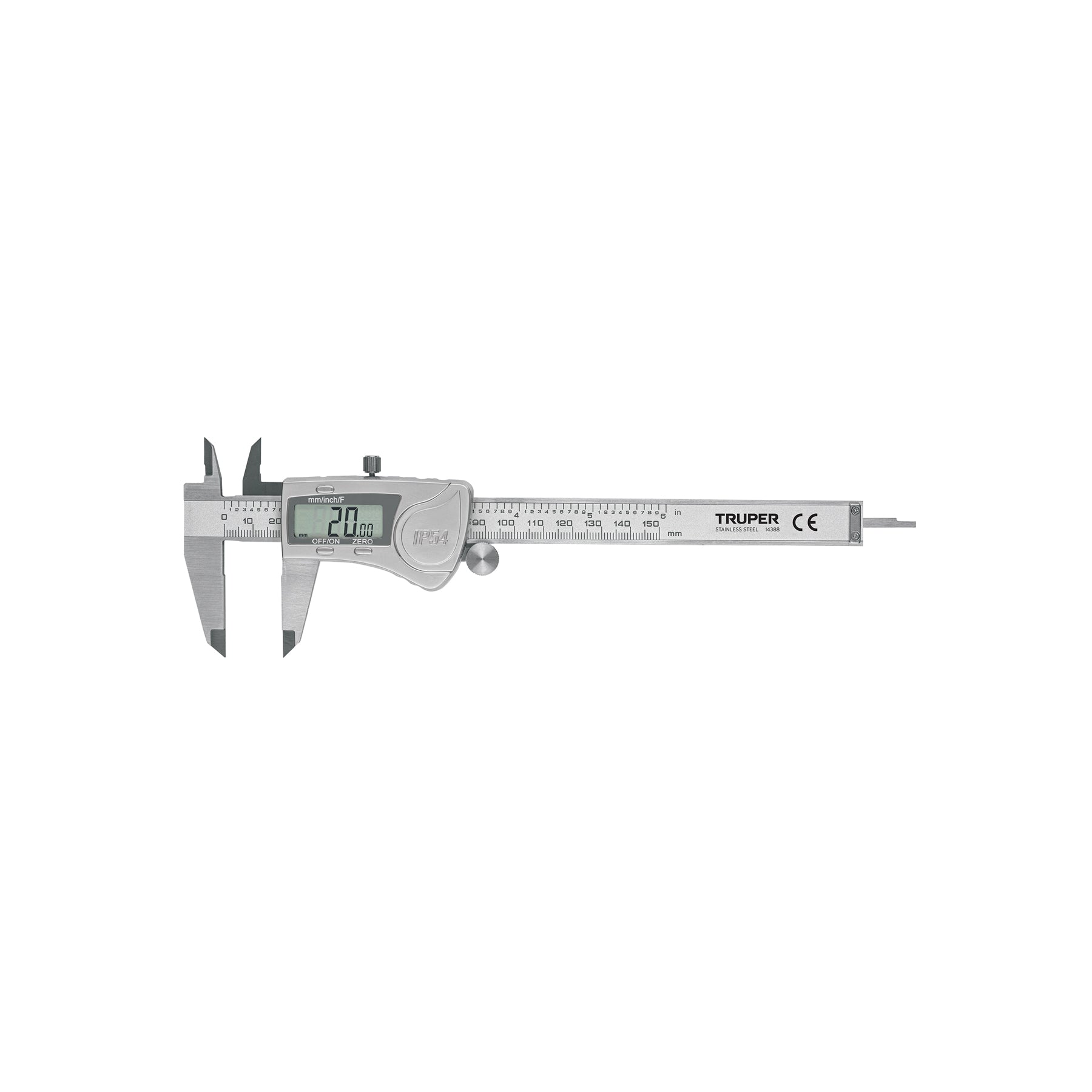 Calibrador vernier digital 6", acero inox, std y mm, TRUPER