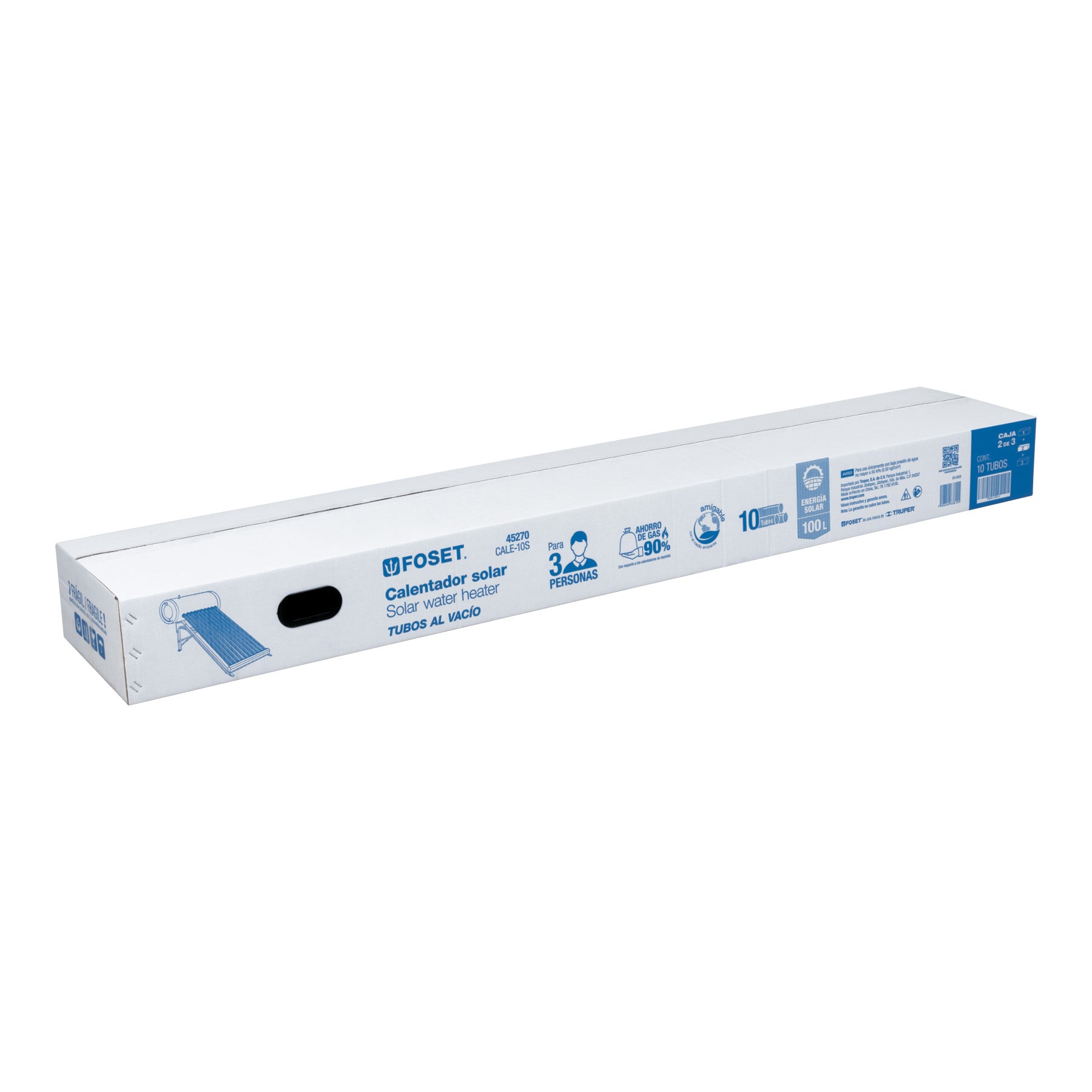 Caja c/10 tubos p/calentador solar CALE-10S, FOSET
