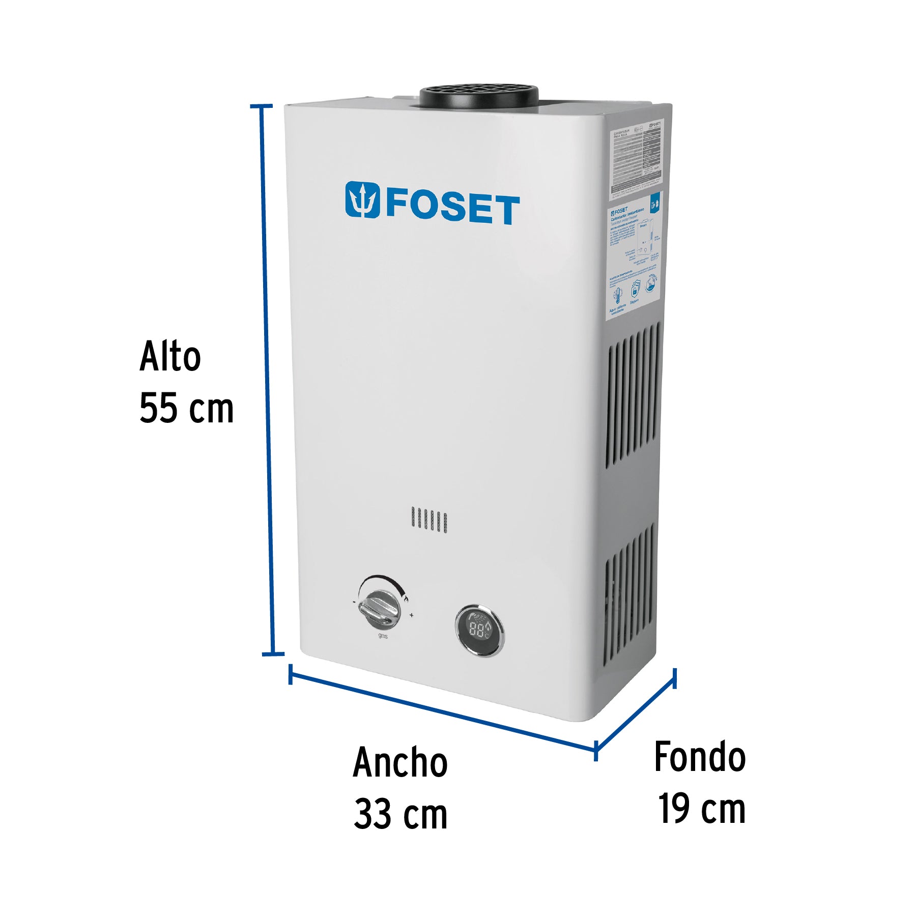 Calentador instantáneo, 11L, 2 servicios, gas LP, FOSET