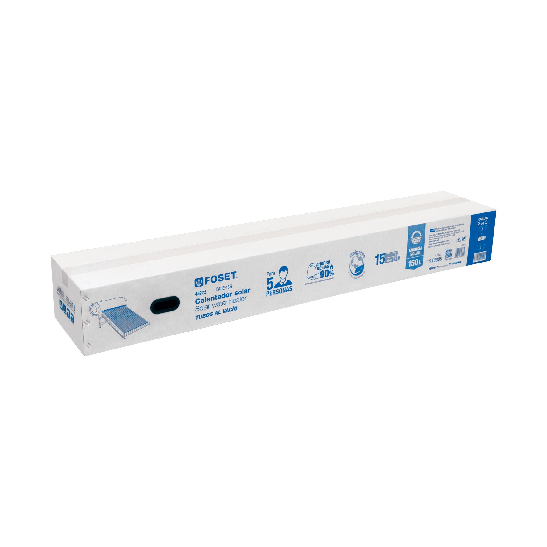 Caja c/15 tubos p/calentador solar CALE-15S, FOSET