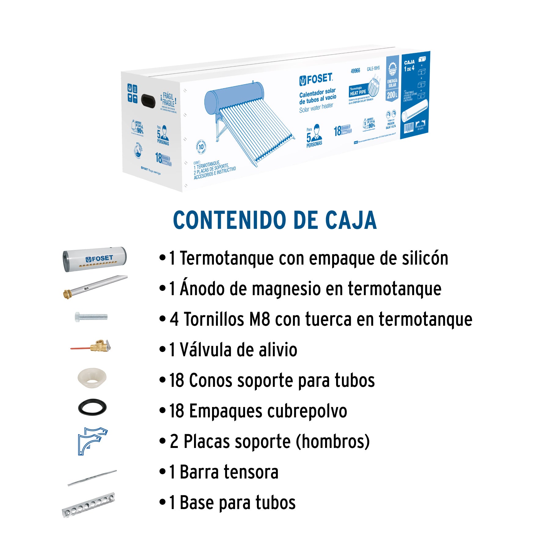 Termotanque p/calentador solar CALE-18HS, FOSET