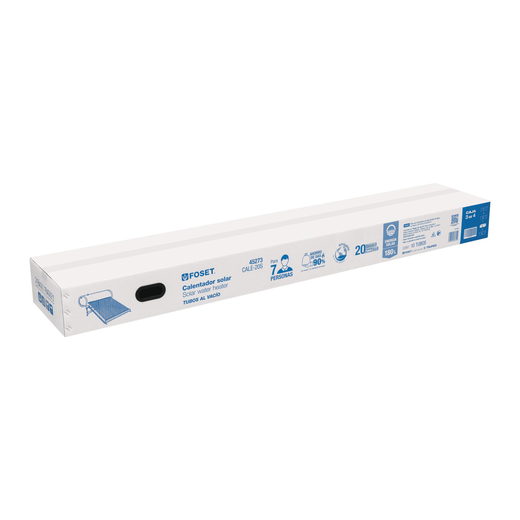 Caja c/10 tubos p/calentador solar CALE-20S, 1 de 2, FOSET