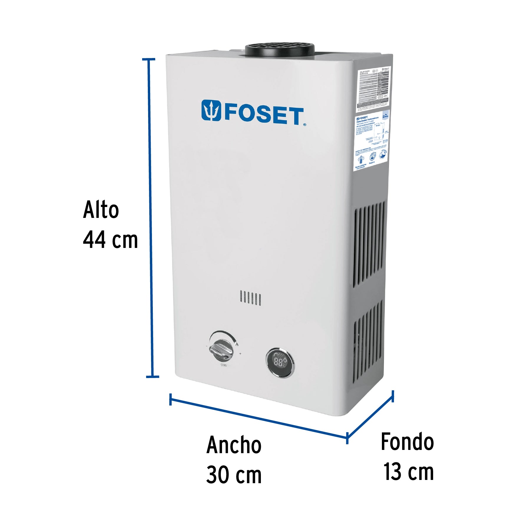 Calentador instantáneo, 6L, 1 servicio, gas natural, FOSET