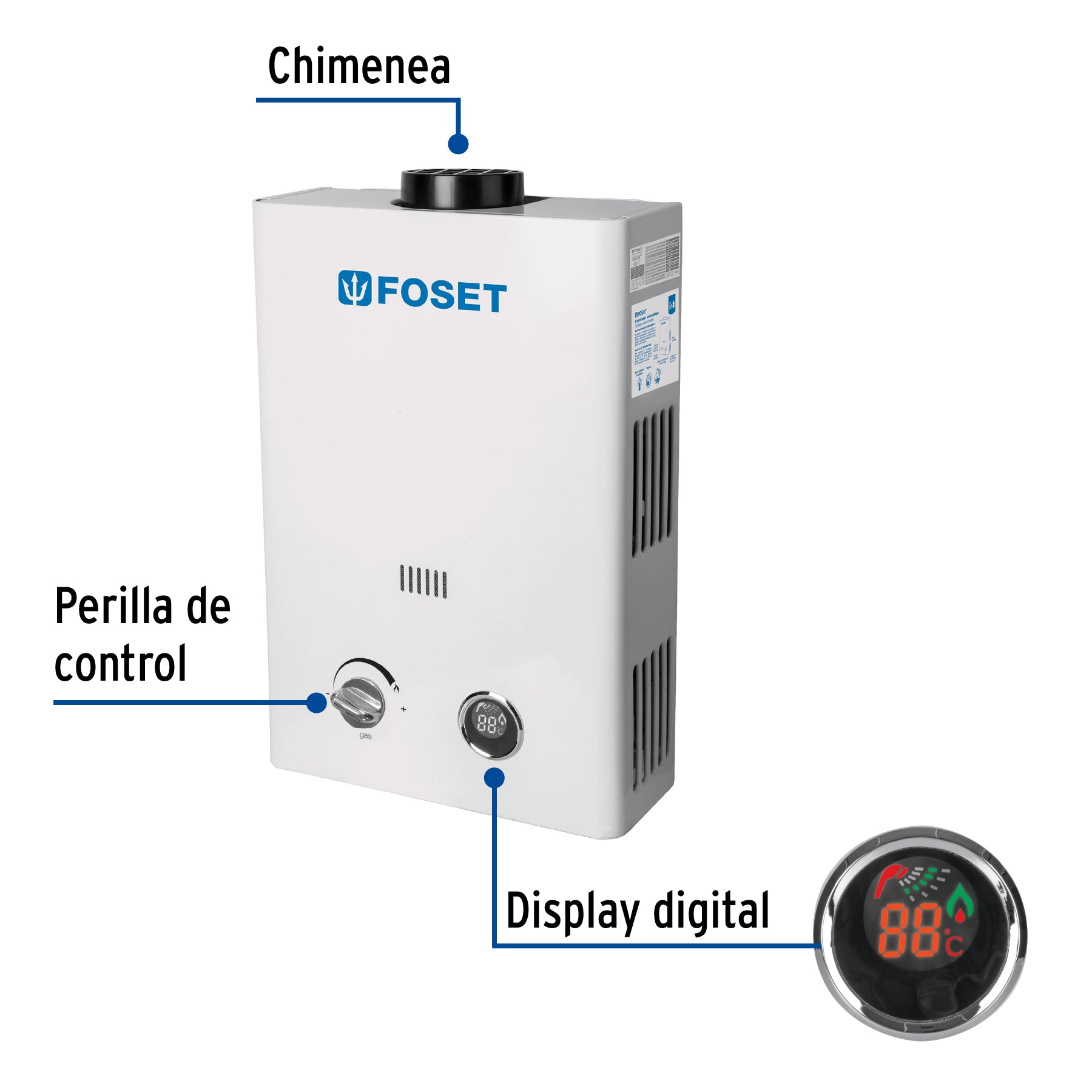 Calentador instantáneo, 6L, 1 servicio, gas LP, FOSET