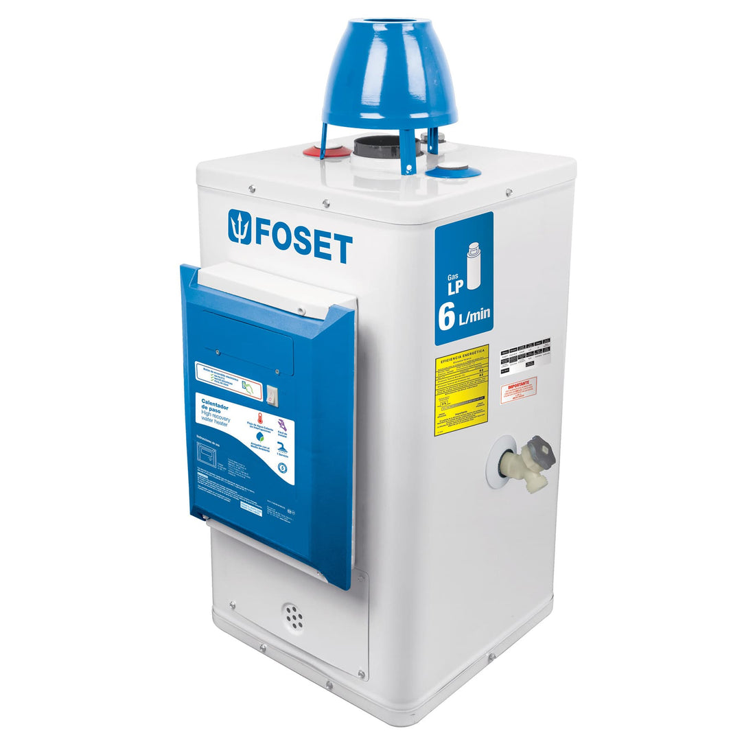Calentador de paso, electrónico 6L, 1 servicio,gas LP, FOSET
