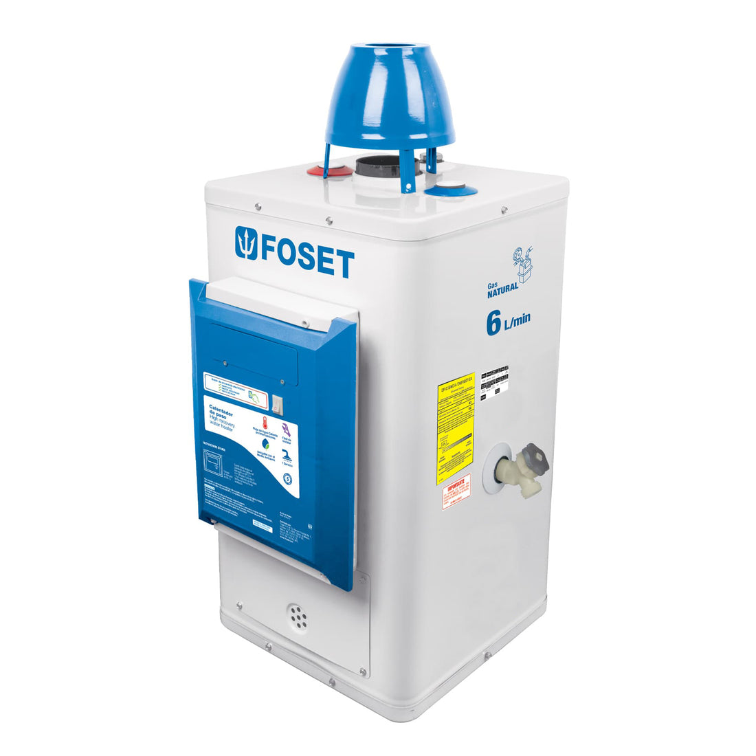 Calentador de paso, electrónico 6L, 1 servicio,gas nat FOSET