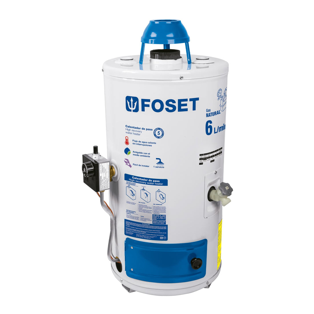 Calentador de paso 6 L 1 servicio gas natural, FOSET