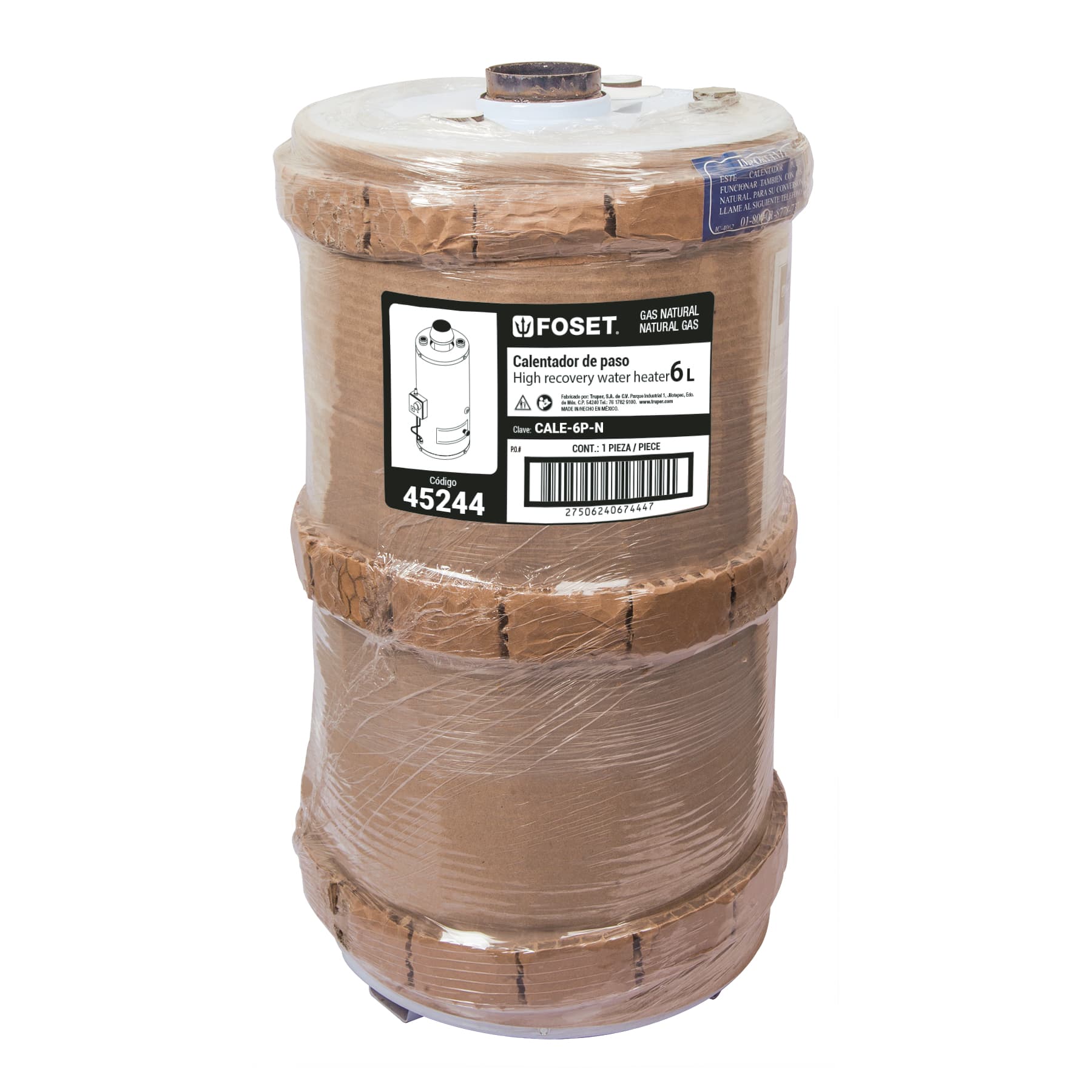 Calentador de paso 6 L 1 servicio gas natural, FOSET