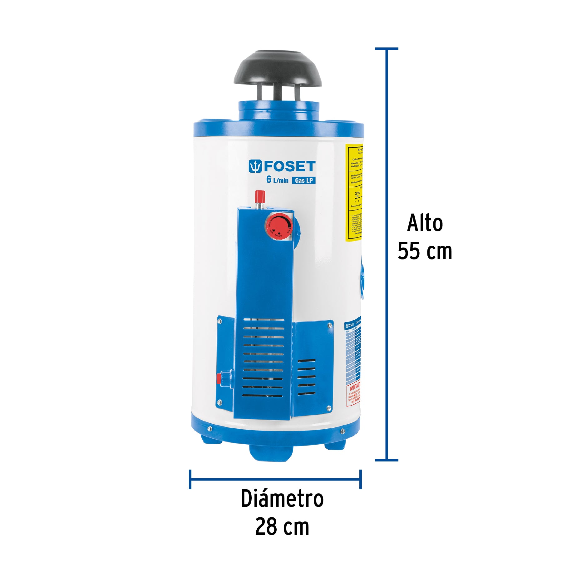 Calentador de paso, rápida recup, 6L, 1 serv, gas LP, FOSET