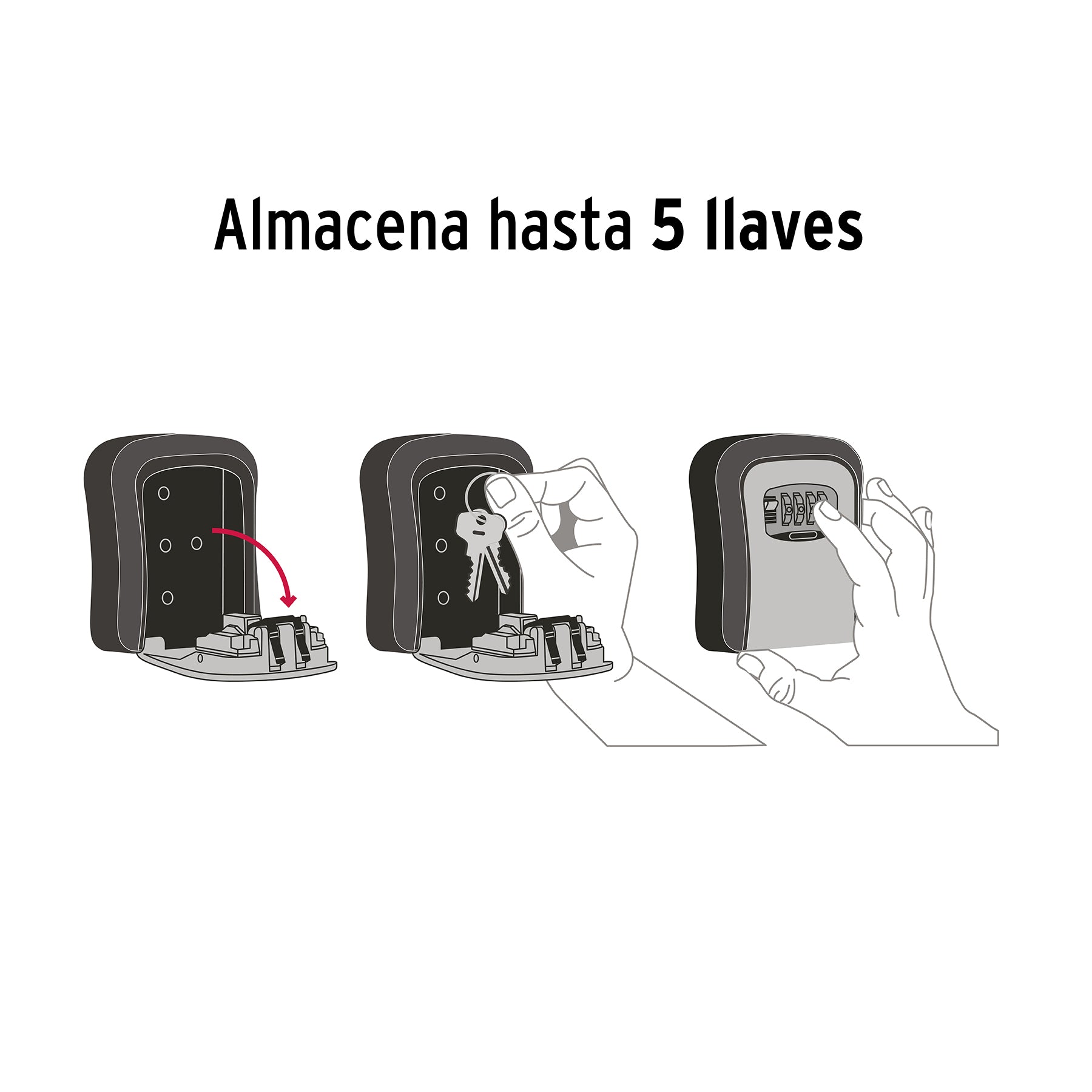 Caja de combinación guardallaves para pared, 12cm, HERMEX