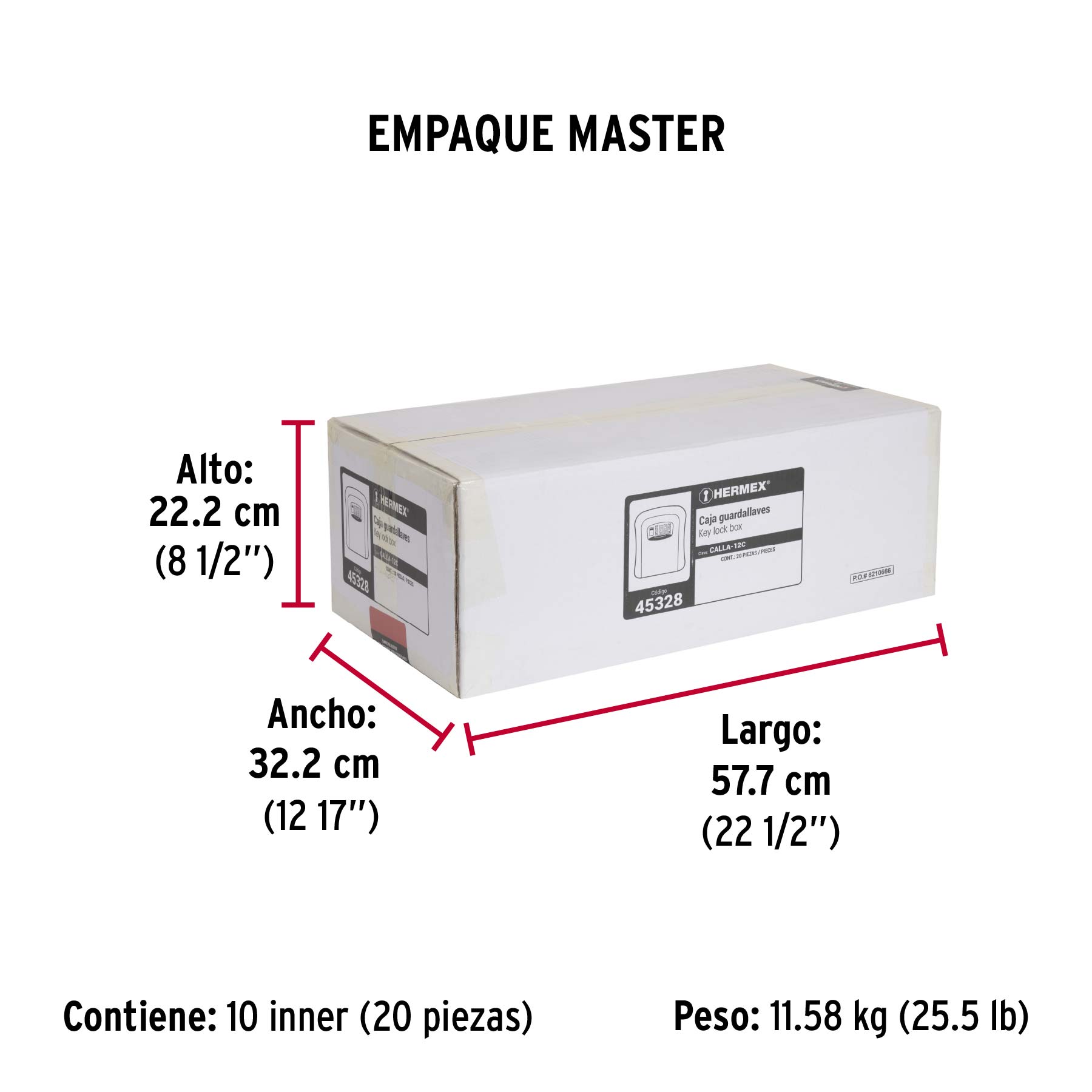Caja de combinación guardallaves para pared, 12cm, HERMEX - Empaque